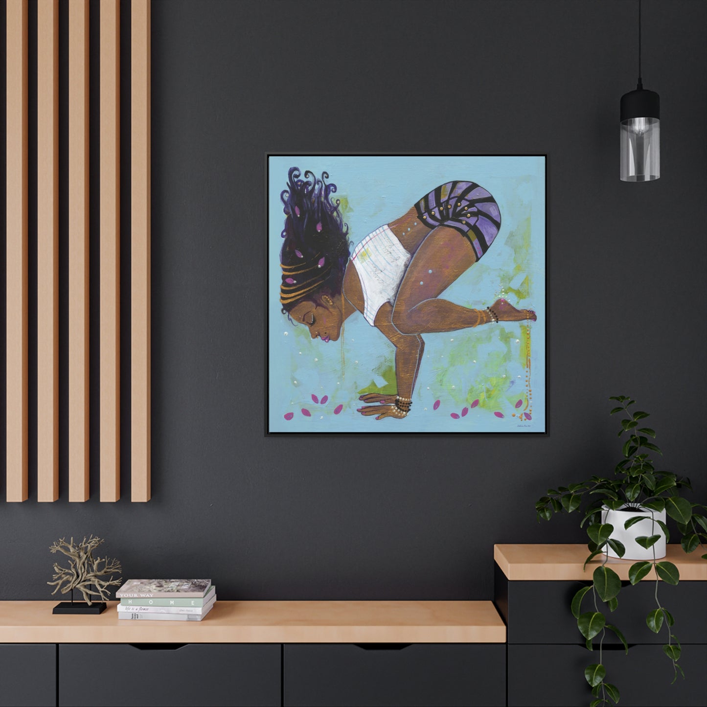 "Crow Pose" Framed Canvas Fine Art Reproduction by Zabrina Fine Art