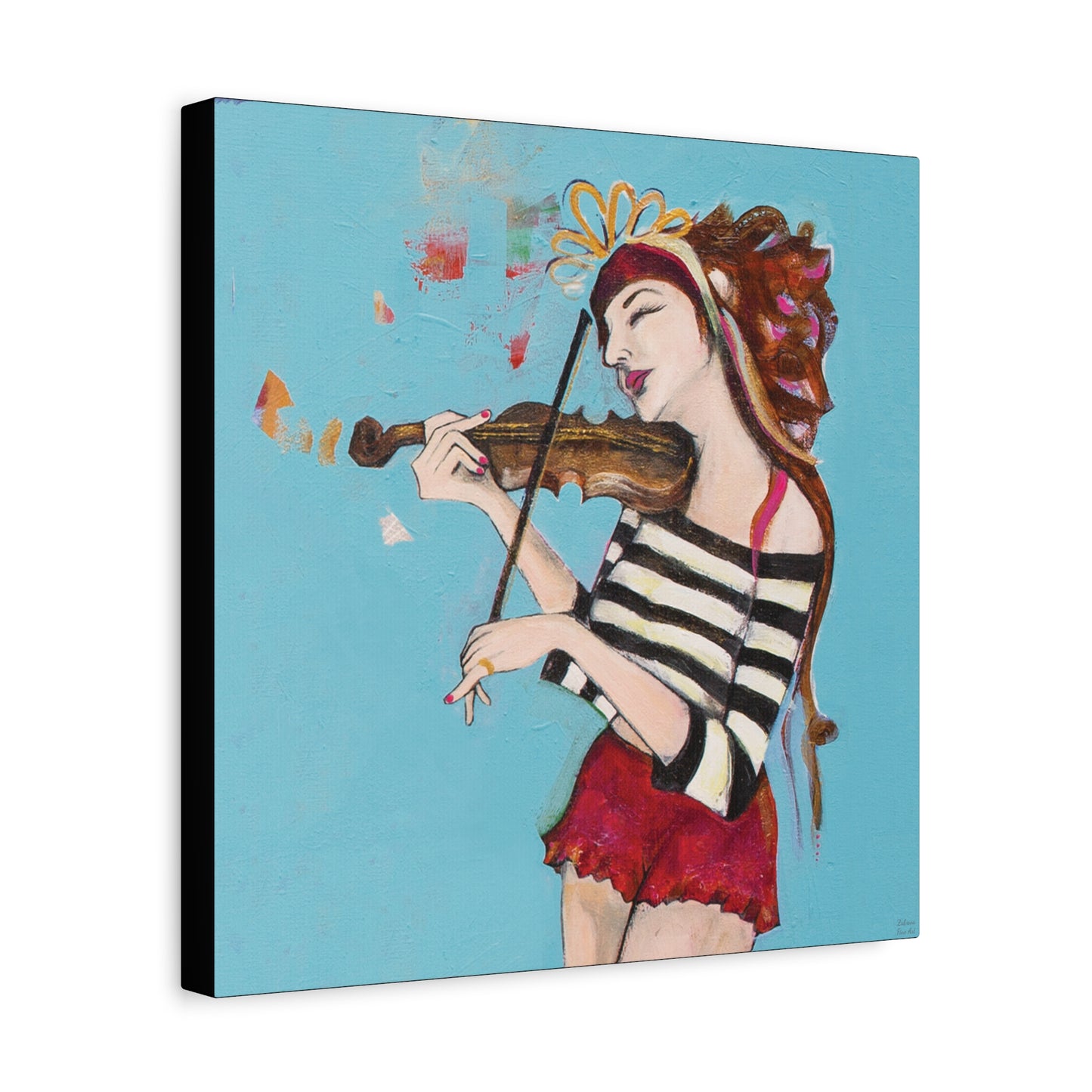 "The Violinist" Unframed Canvas Black Edge Reproduction by Zabrina Fine Art