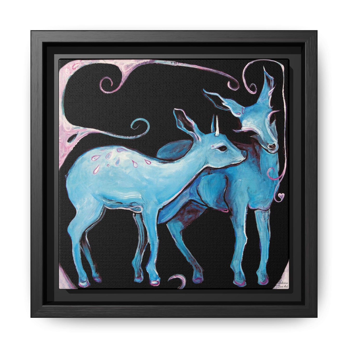 "Deer Love" Framed Canvas Fine Art Reproduction by Zabrina Fine Art