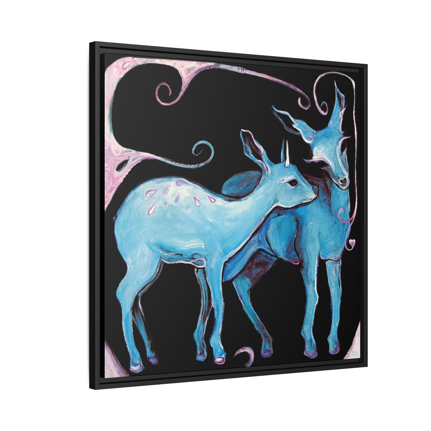 "Deer Love" Framed Canvas Fine Art Reproduction by Zabrina Fine Art