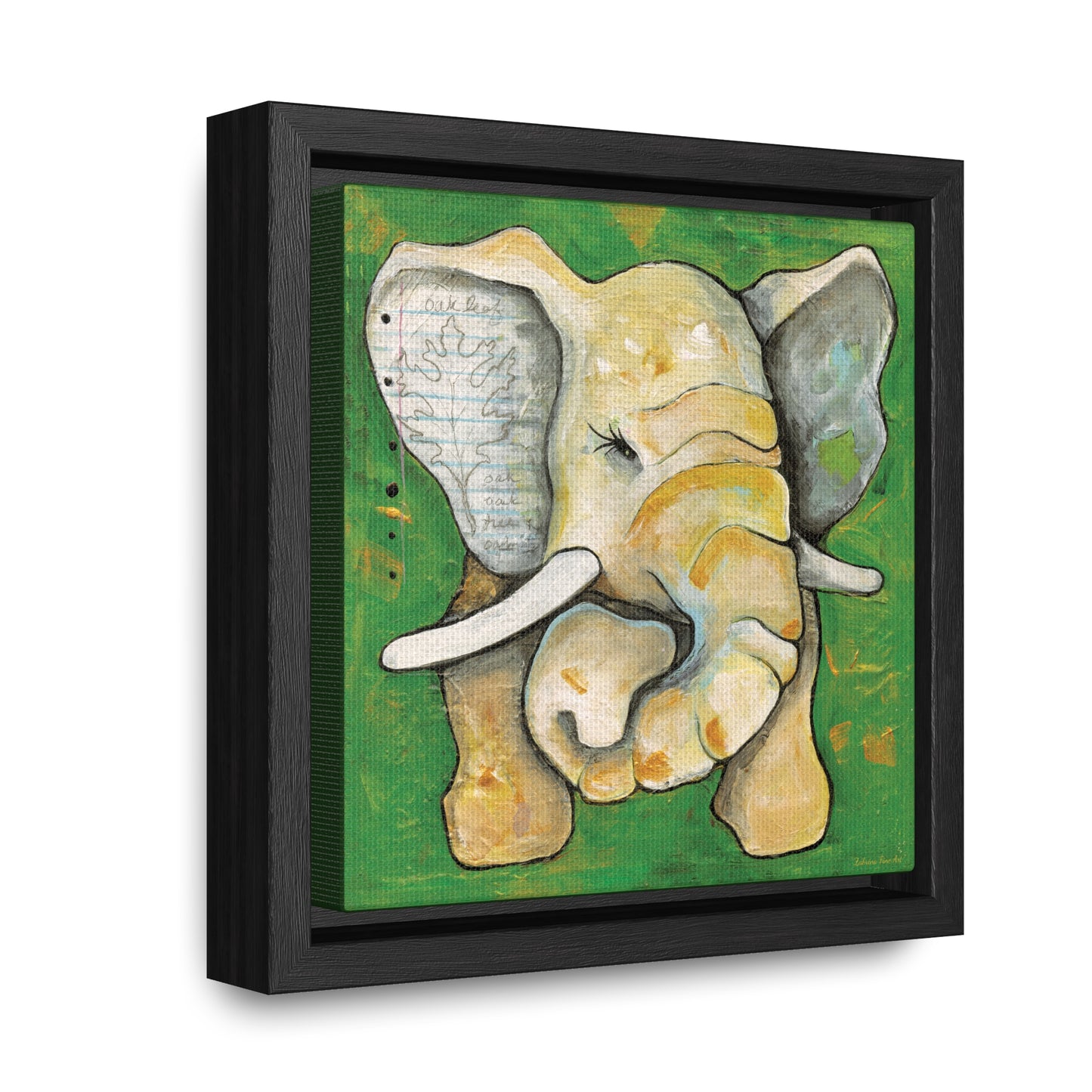 "Oak Leaf Elephant" Framed Canvas Fine Art Reproduction by Zabrina Fine Art