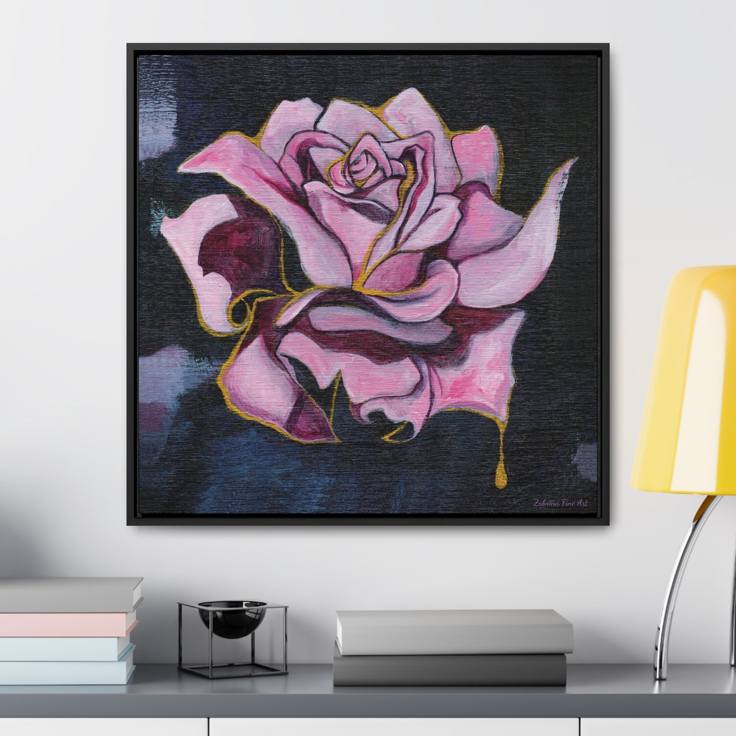 "Gilded Rose" Framed Canvas Fine Art Reproduction by Zabrina Fine Art