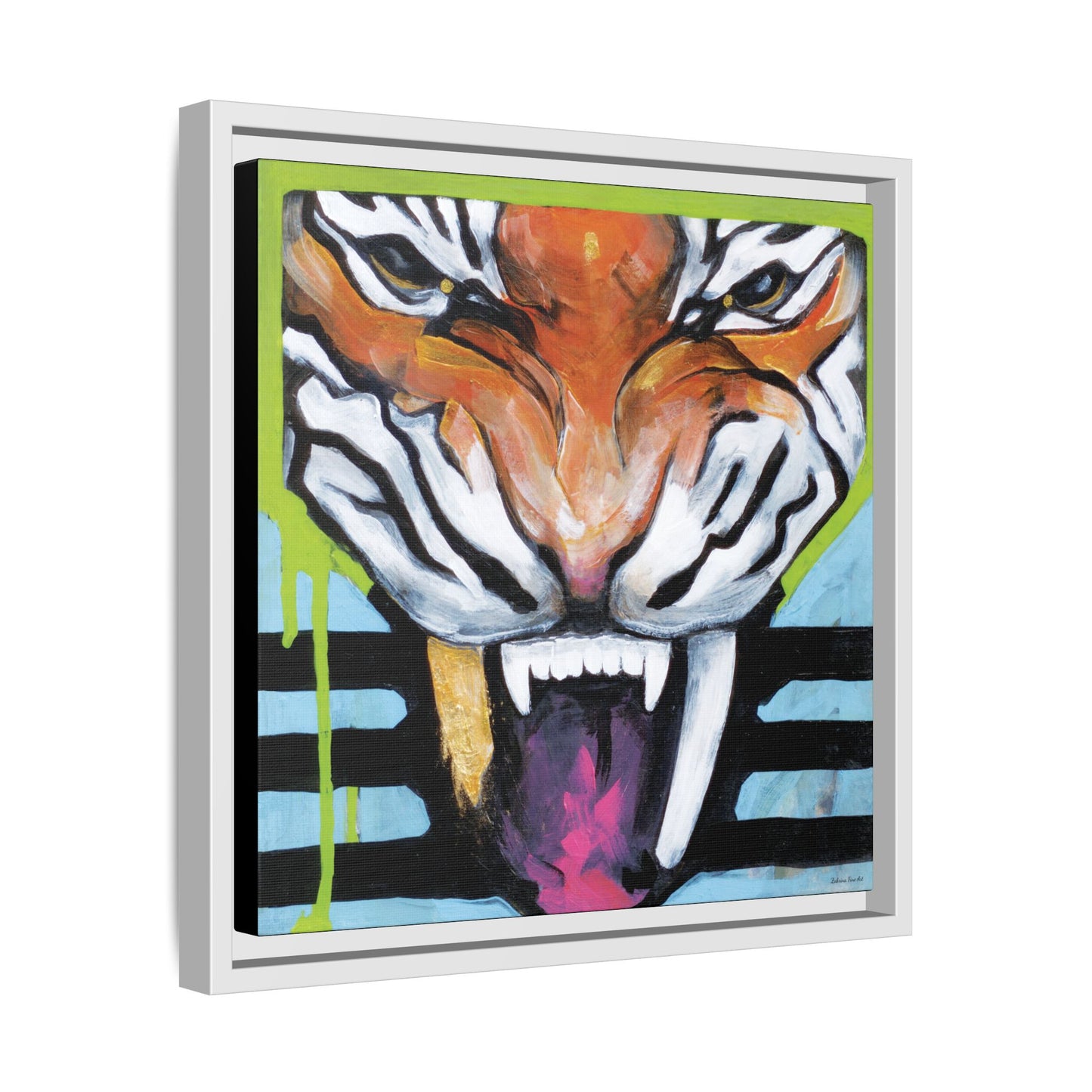 "Tiger Fang" Framed Canvas Fine Art Reproduction by Zabrina Fine Art