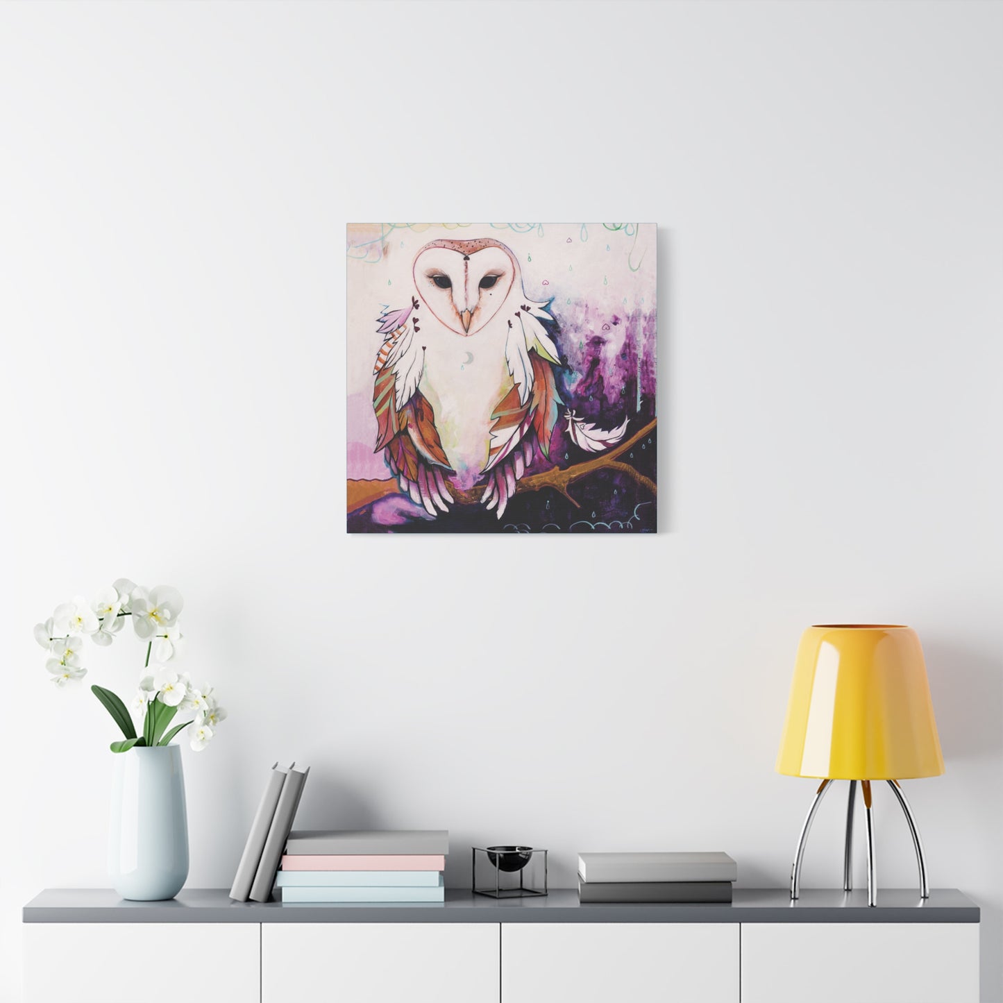 "Rainy Day Owl" Unframed Canvas Neptune Blue Edge Reproduction by Zabrina Fine Art