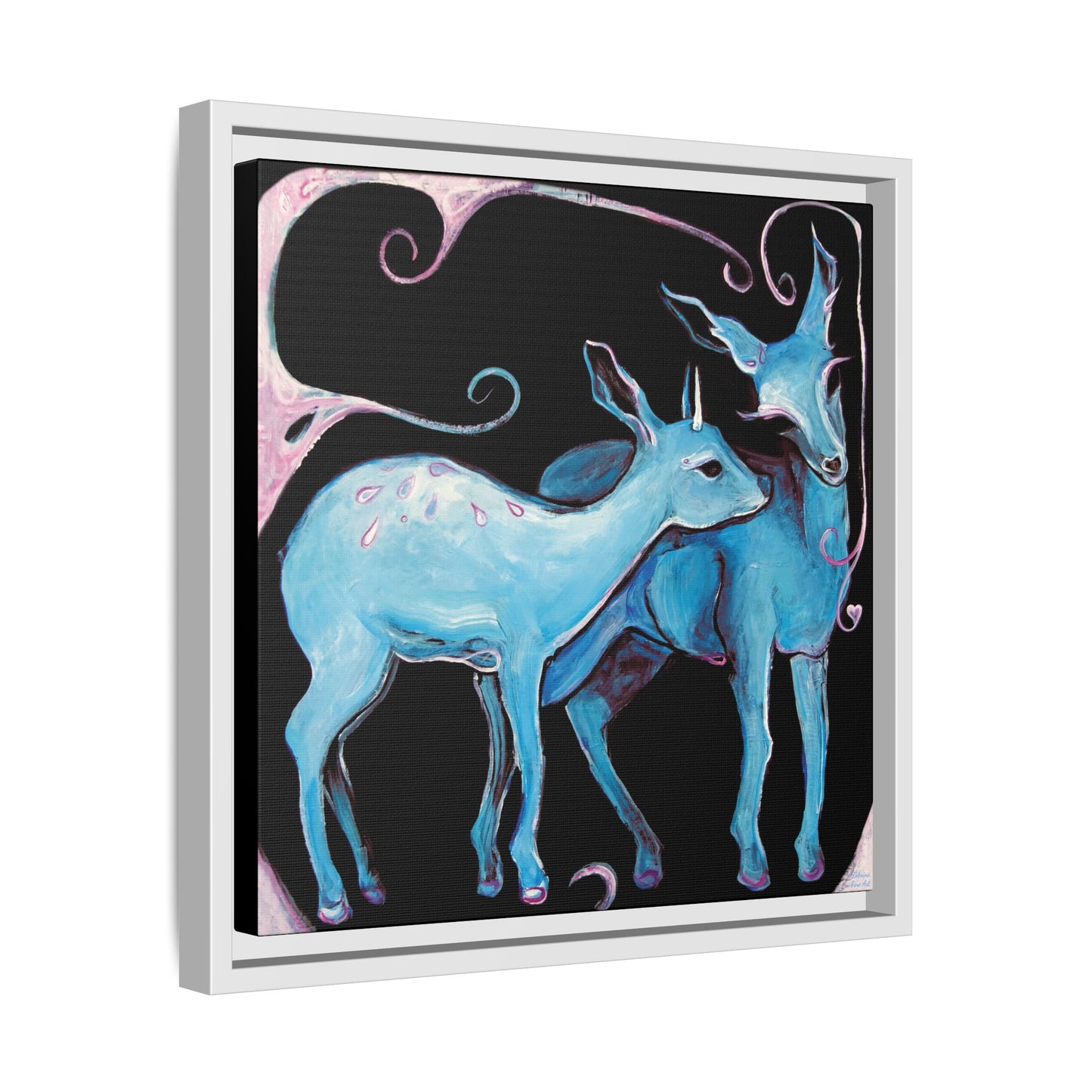 "Deer Love" Framed Canvas Fine Art Reproduction by Zabrina Fine Art