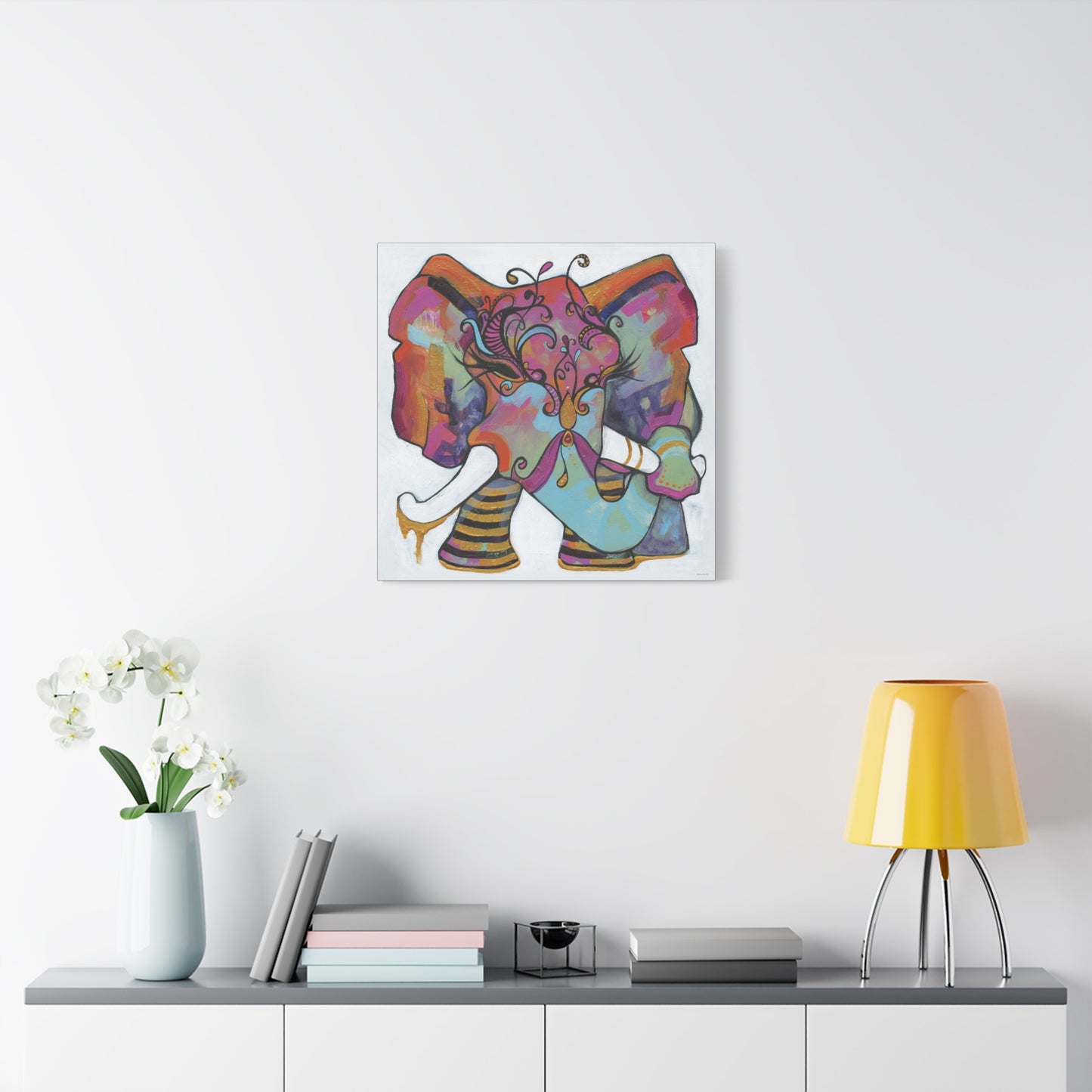 "Masquerade Elephant" Unframed Canvas Black Edge Reproduction by Zabrina Fine Art