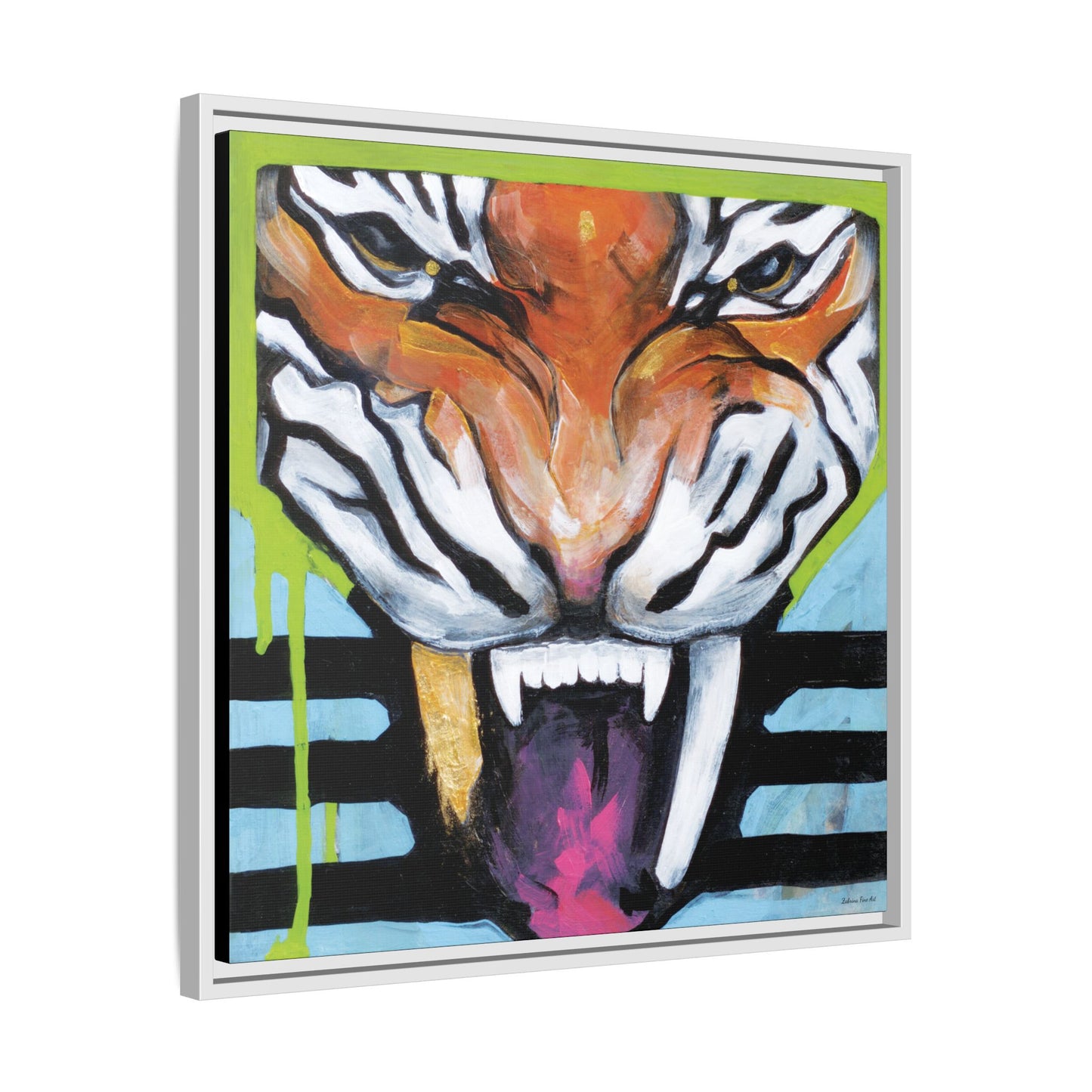 "Tiger Fang" Framed Canvas Fine Art Reproduction by Zabrina Fine Art