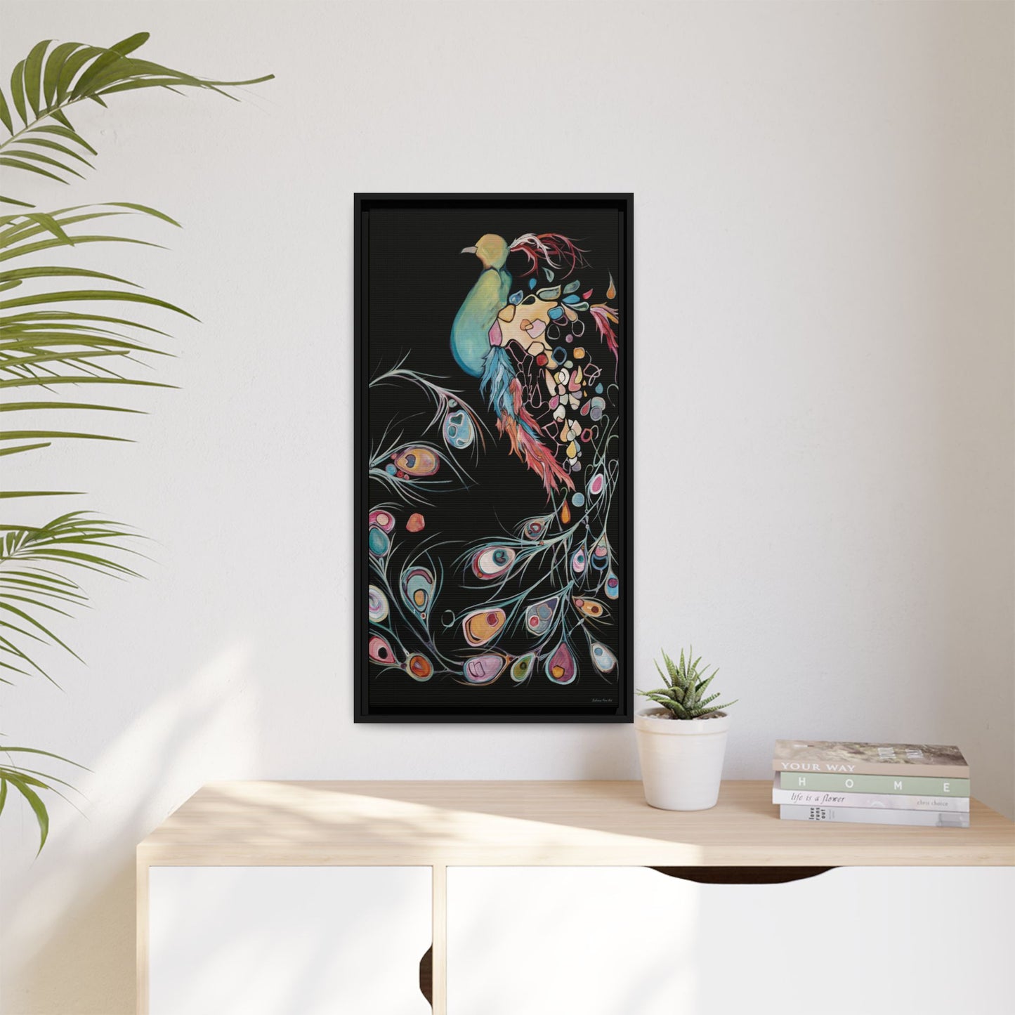 "Peacock" Framed Canvas Fine Art Reproduction by Zabrina Fine Art