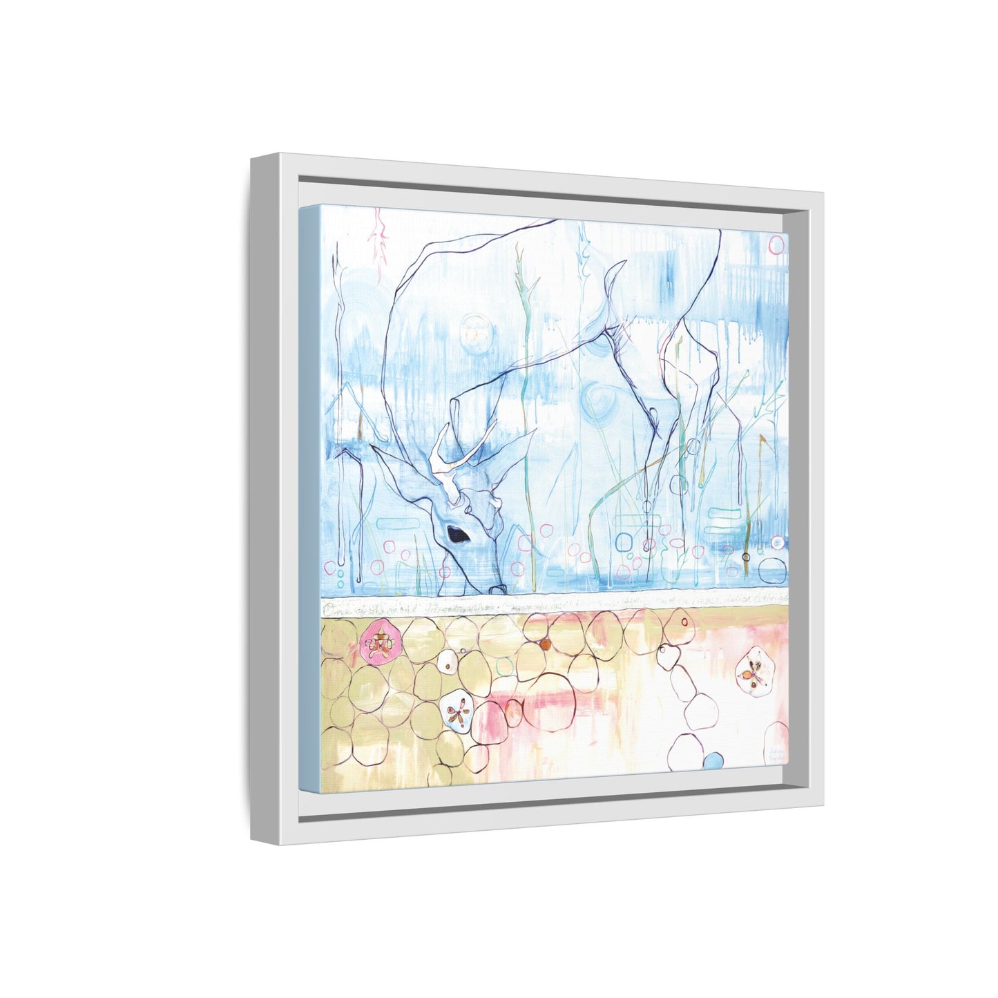 "One Antler Deer" Framed Canvas Fine Art Reproduction by Zabrina Fine Art
