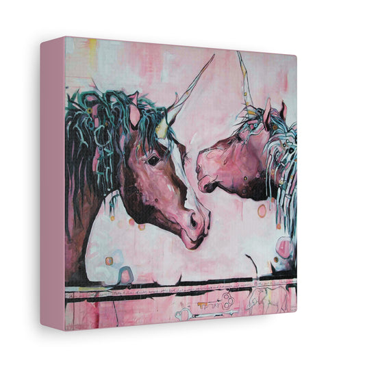 "Unicorns Are Real" Unframed Canvas Pink Edge Reproduction by Zabrina Fine Art