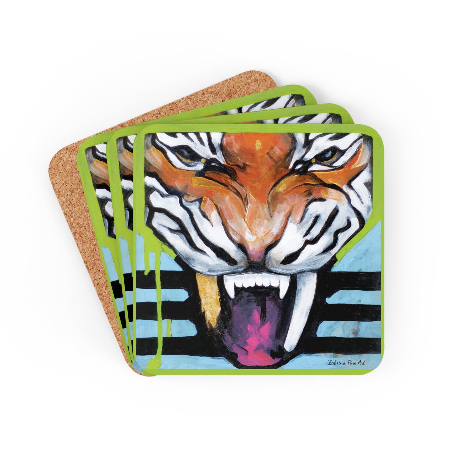 "Tiger Fang" Coaster Set by Zabrina Fine Art