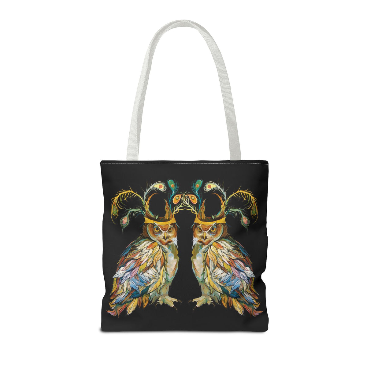 "Two Owls" Tote Bag Black by Zabrina Fine Art