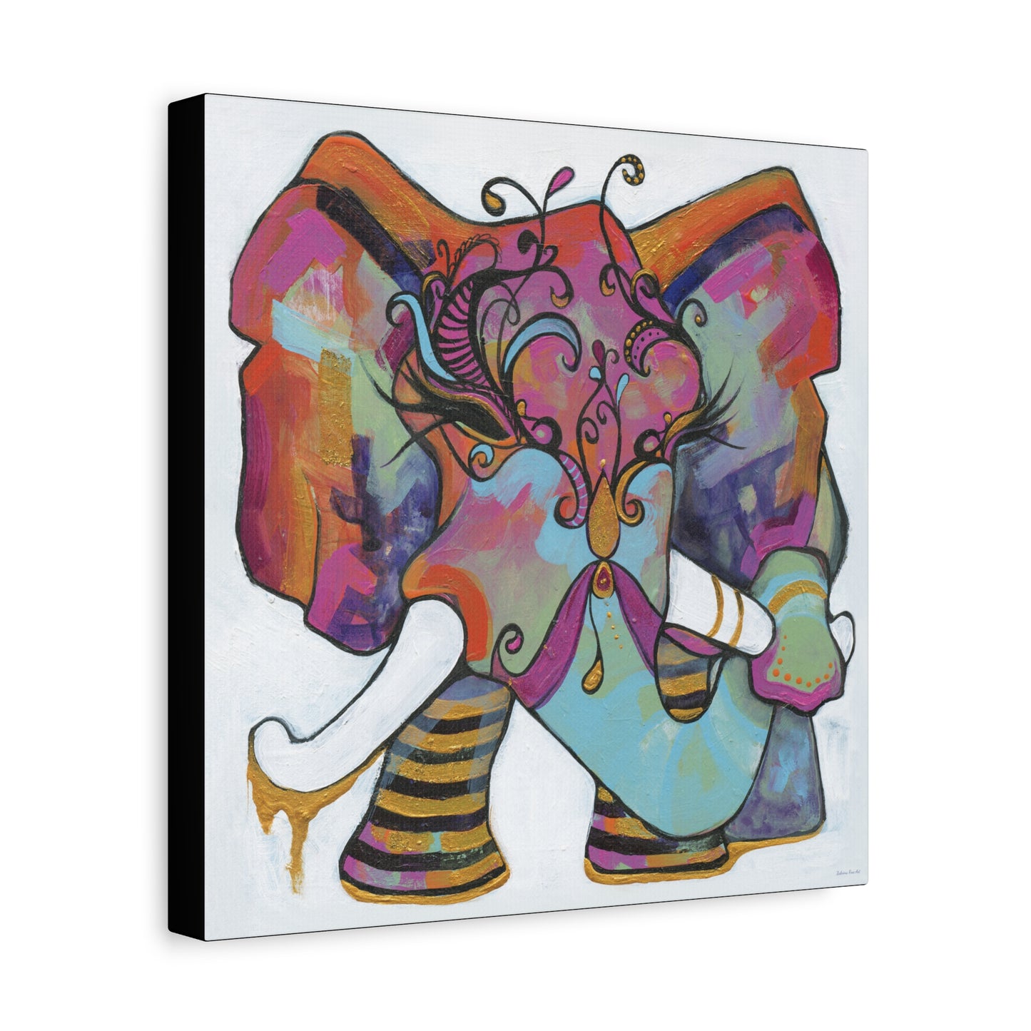 "Masquerade Elephant" Unframed Canvas Black Edge Reproduction by Zabrina Fine Art