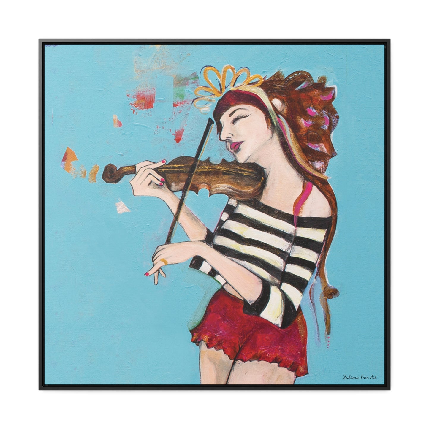 "The Violinist" Framed Canvas Fine Art Reproduction by Zabrina Fine Art