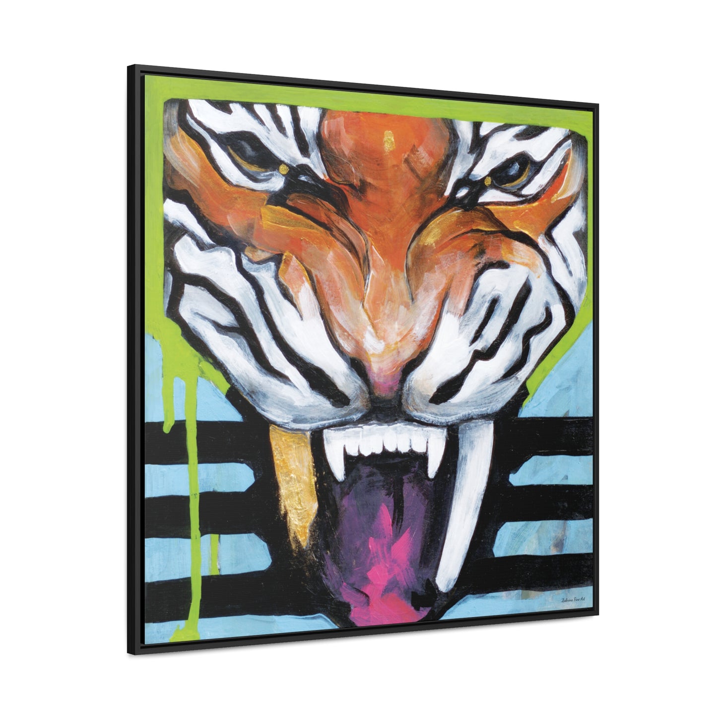 "Tiger Fang" Framed Canvas Fine Art Reproduction by Zabrina Fine Art