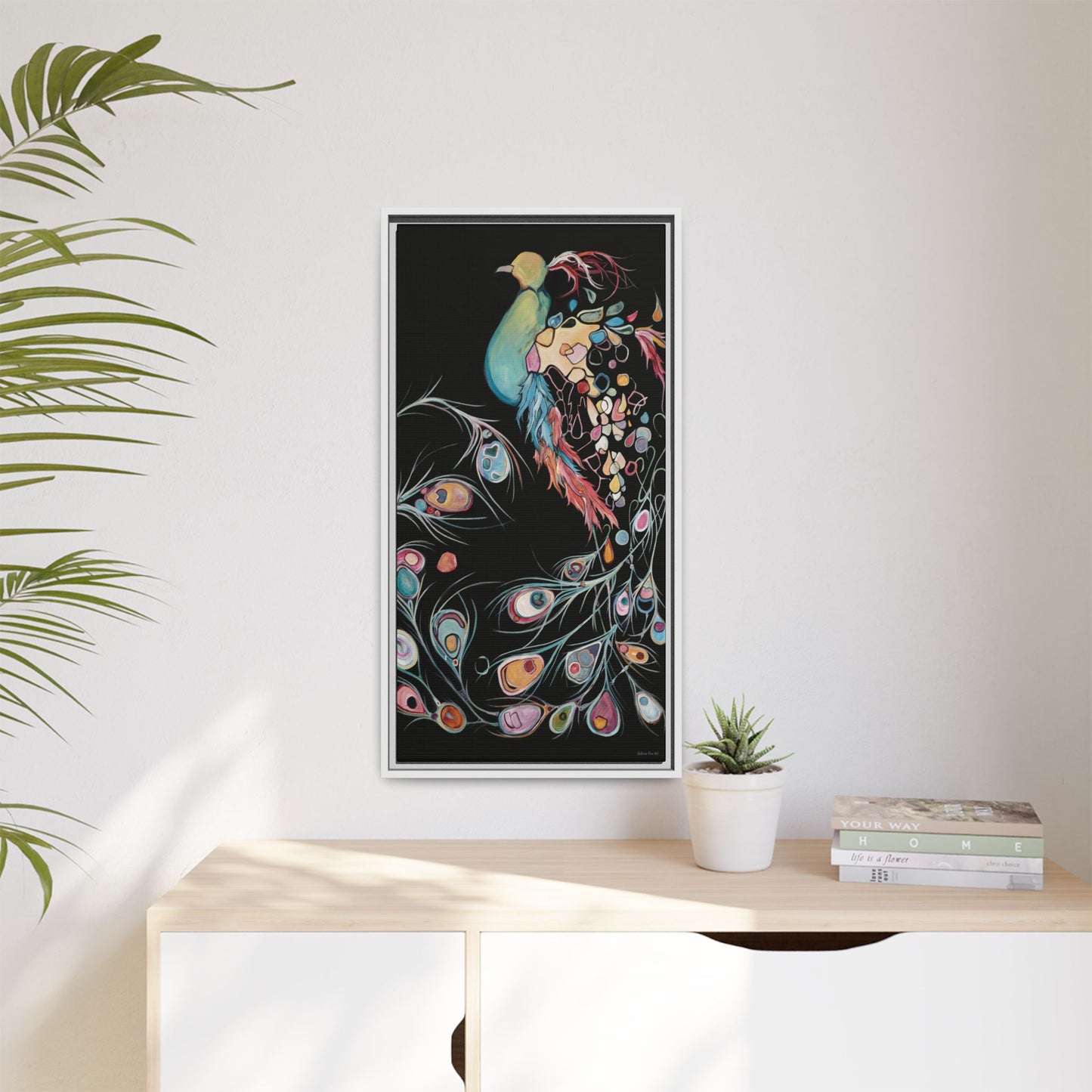 "Peacock" Framed Canvas Fine Art Reproduction by Zabrina Fine Art