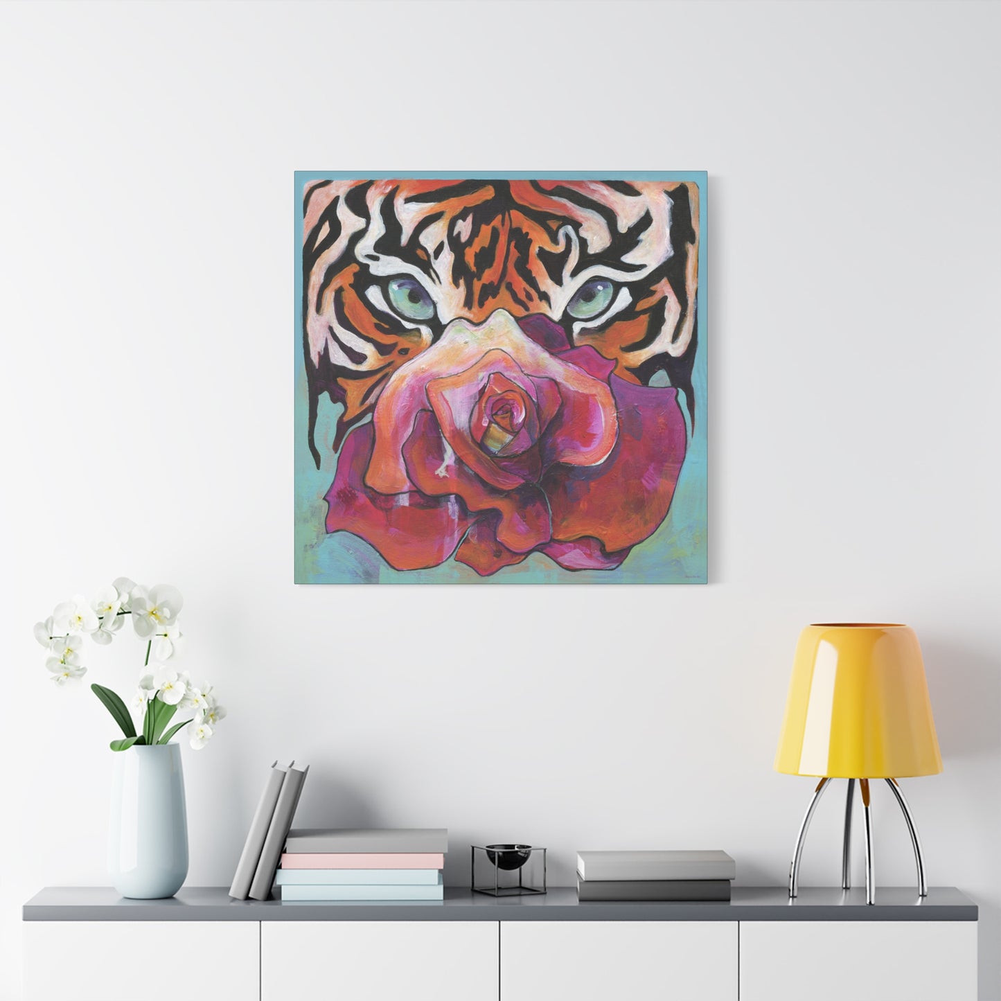 "Tiger Rose" Unframed Canvas Black Edge Reproduction by Zabrina Fine Art