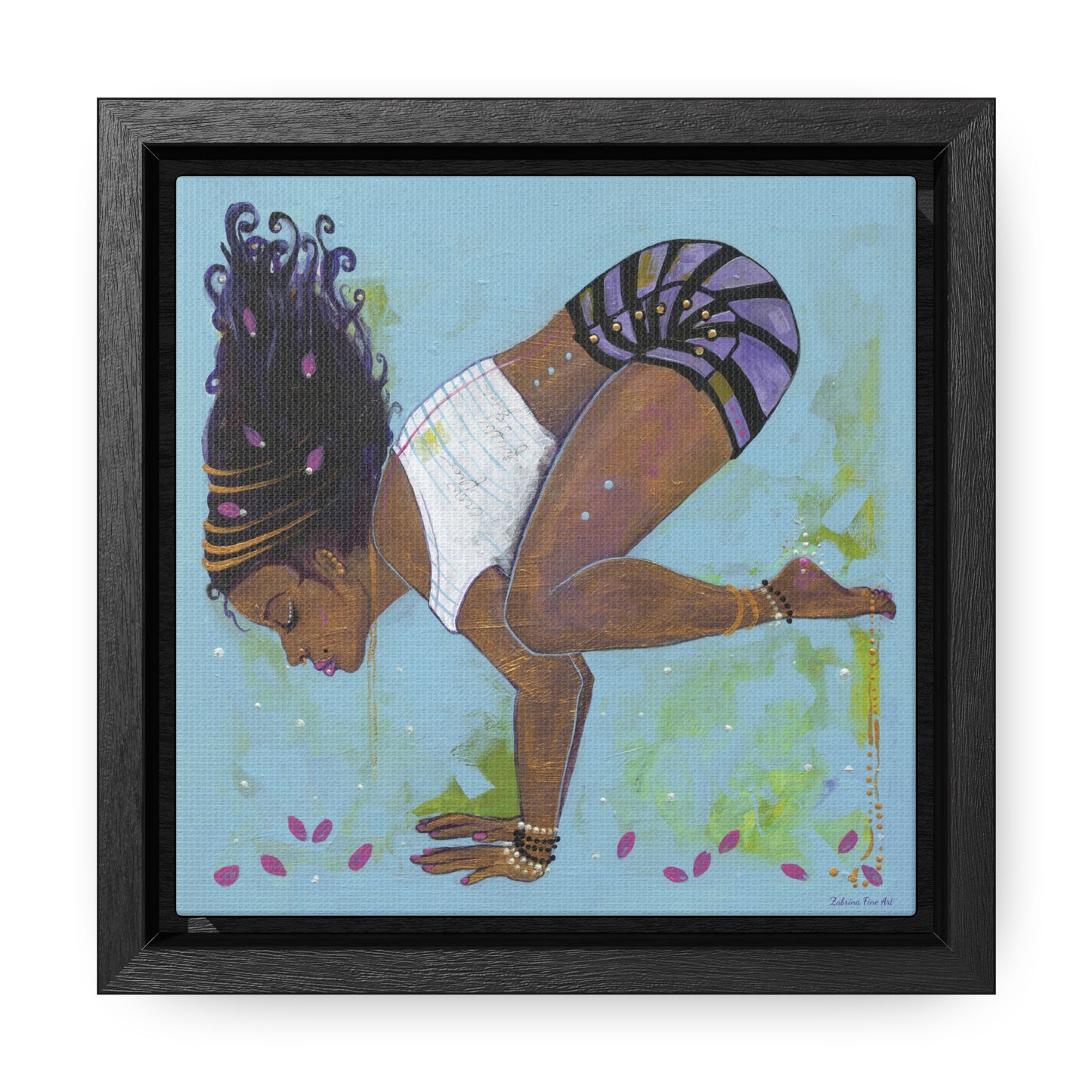 "Crow Pose" Framed Canvas Fine Art Reproduction by Zabrina Fine Art