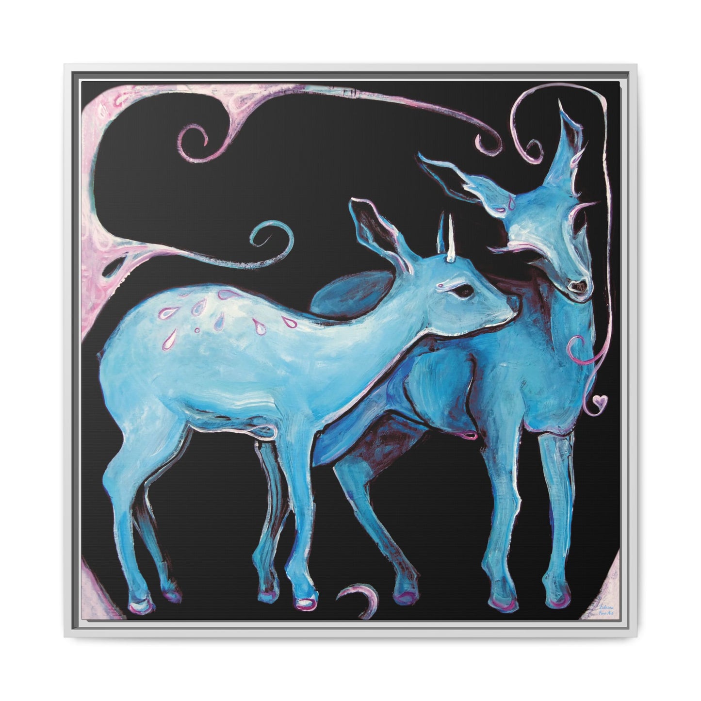 "Deer Love" Framed Canvas Fine Art Reproduction by Zabrina Fine Art