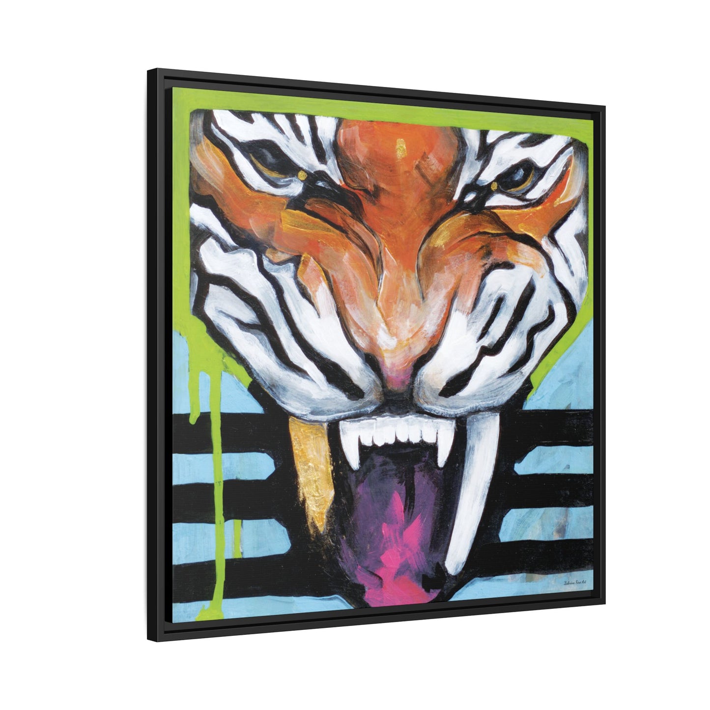"Tiger Fang" Framed Canvas Fine Art Reproduction by Zabrina Fine Art