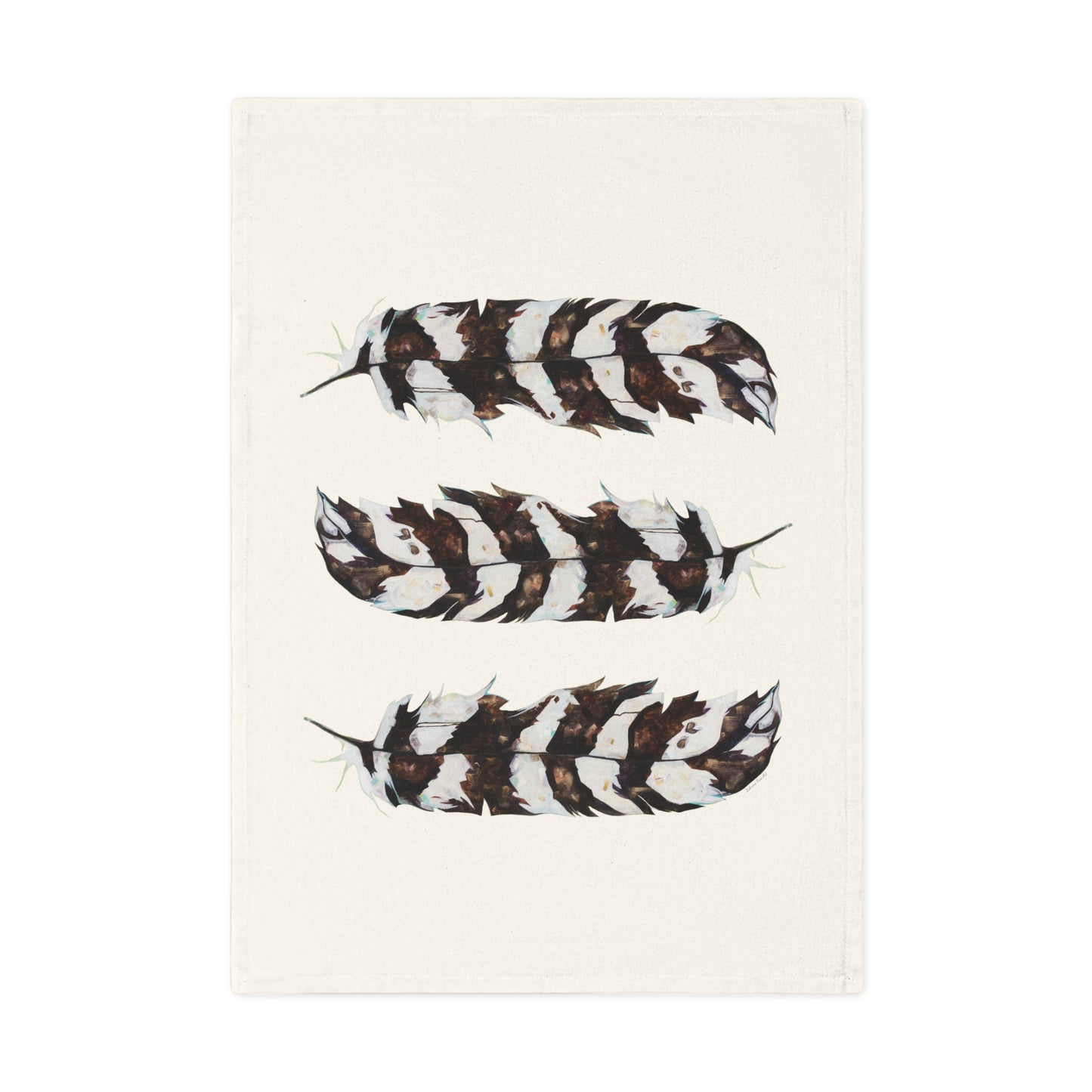 "Feathers Three" Cotton Tea Towel by Zabrina Fine Art