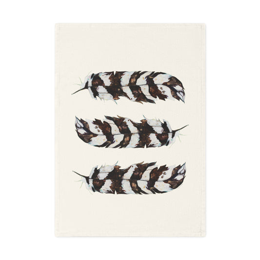 "Feathers Three" Cotton Tea Towel by Zabrina Fine Art