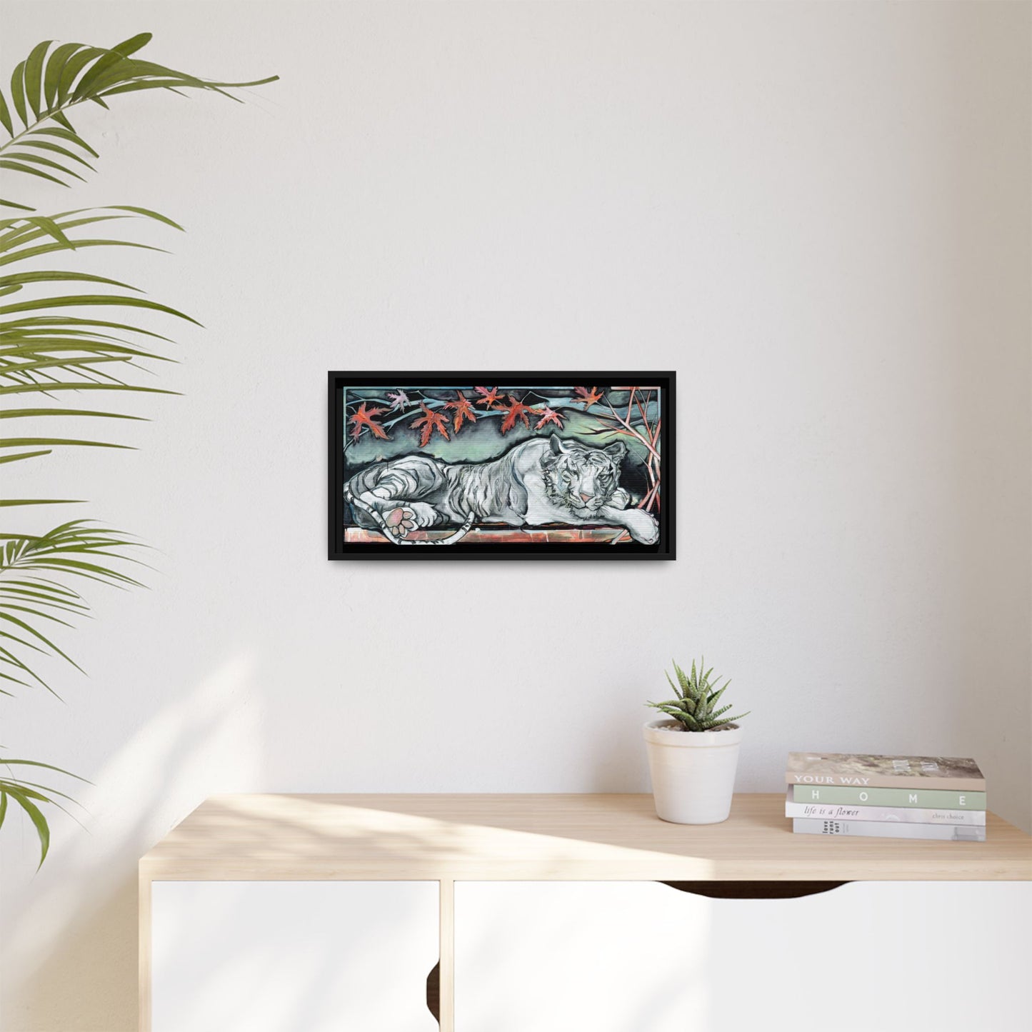 "White Tiger" Framed Canvas Fine Art Reproduction by Zabrina Fine Art