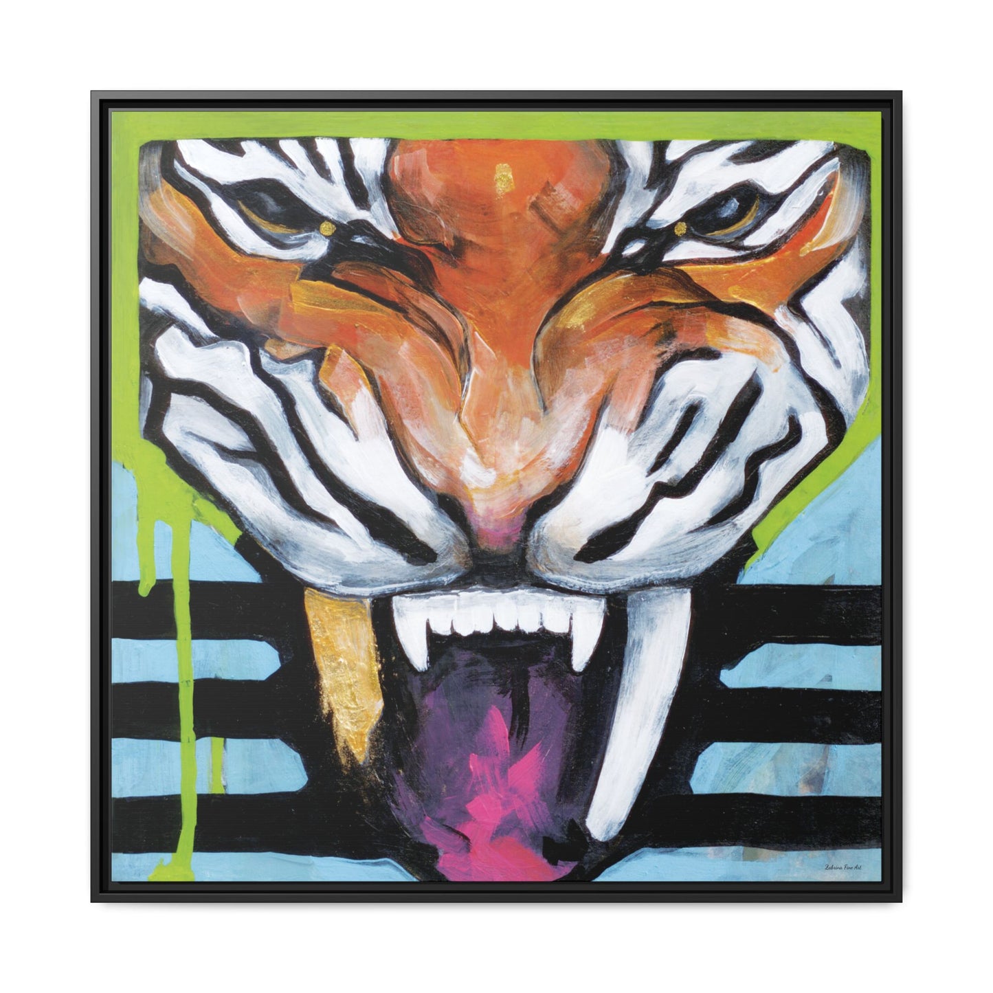 "Tiger Fang" Framed Canvas Fine Art Reproduction by Zabrina Fine Art