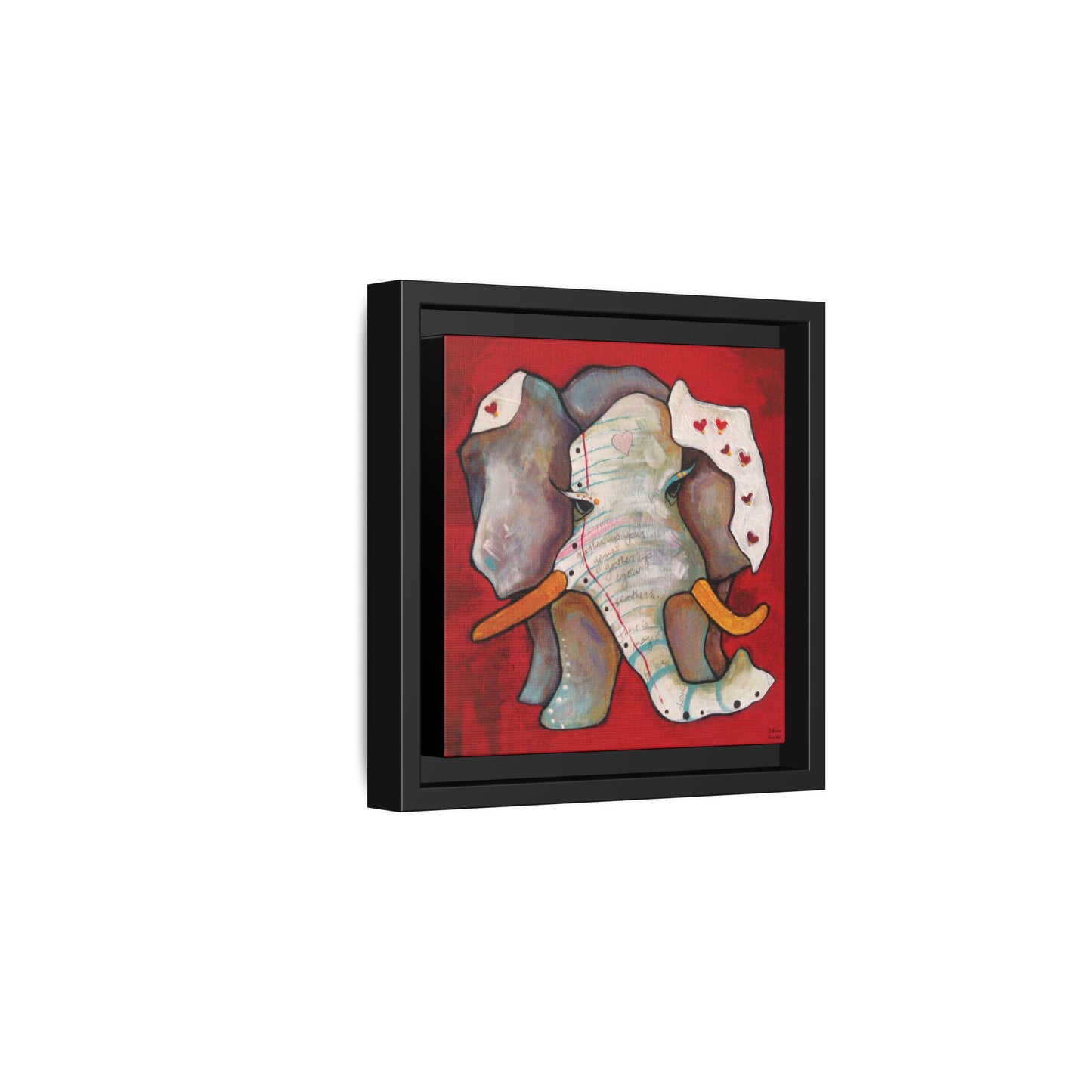 "Red Heart Elephant" Framed Canvas Fine Art Reproduction by Zabrina Fine Art
