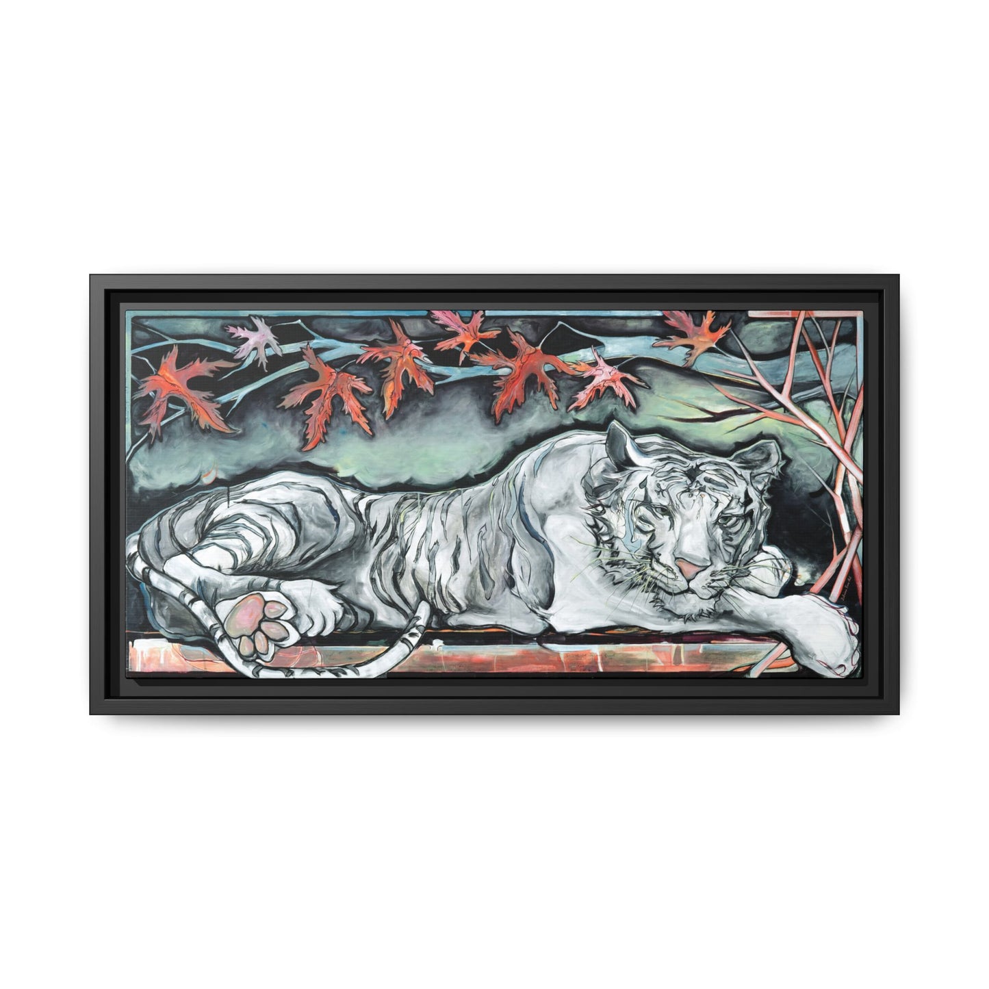 "White Tiger" Framed Canvas Fine Art Reproduction by Zabrina Fine Art