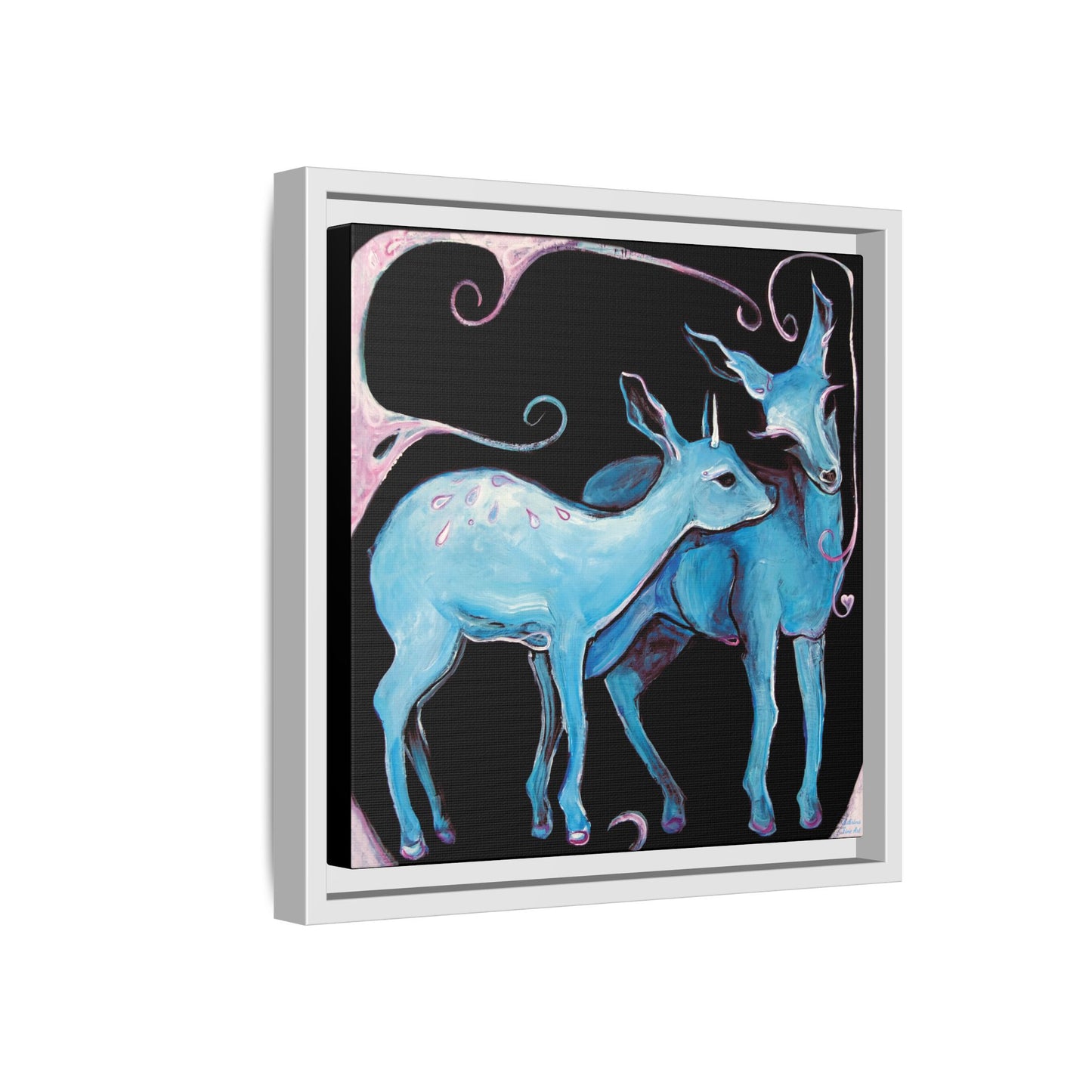 "Deer Love" Framed Canvas Fine Art Reproduction by Zabrina Fine Art