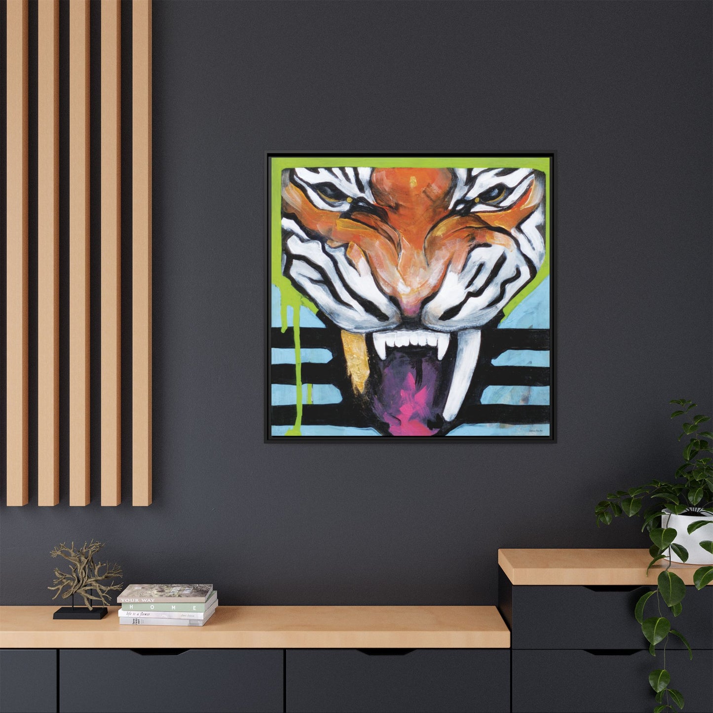 "Tiger Fang" Framed Canvas Fine Art Reproduction by Zabrina Fine Art