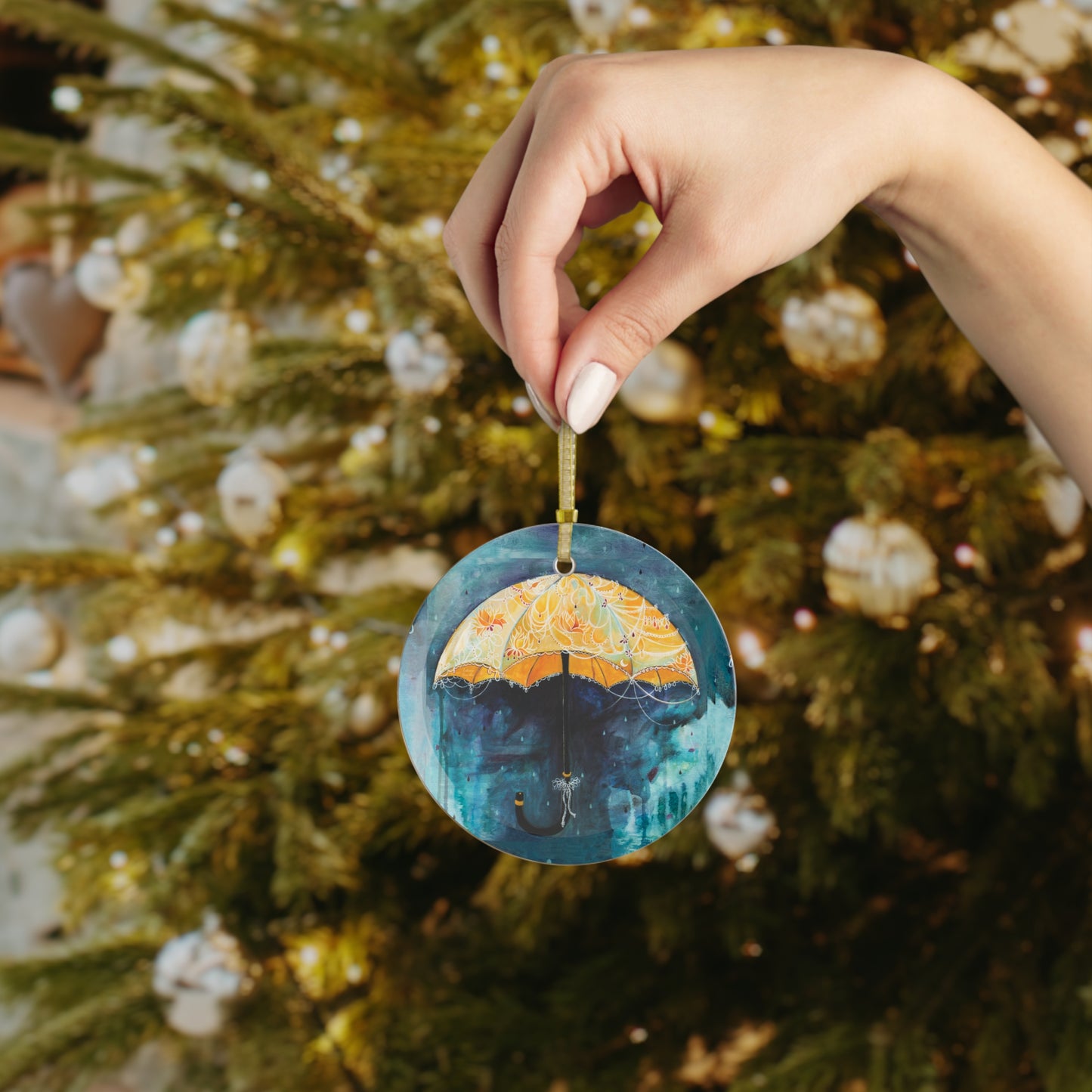 "Rain Glow" Glass Ornament by Zabrina Fine Art