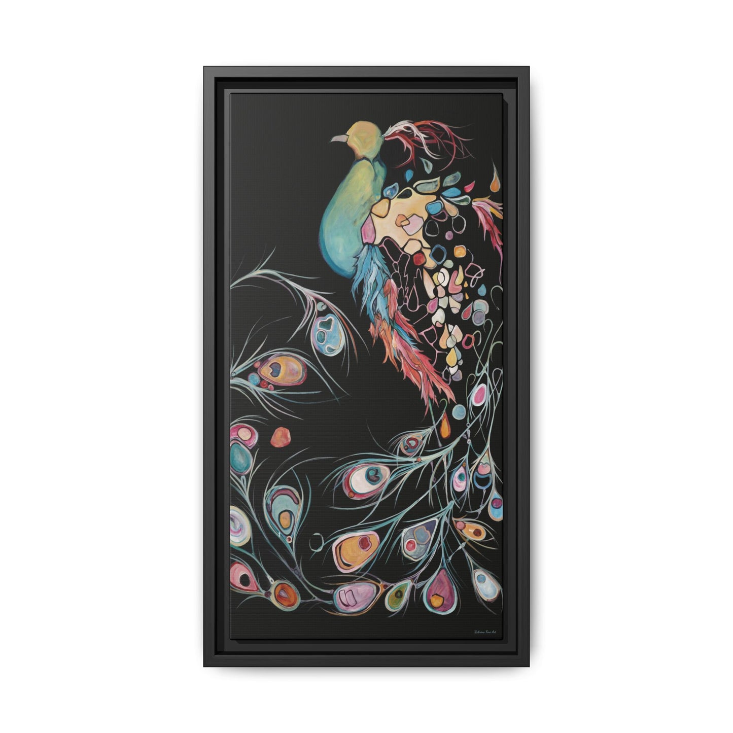 "Peacock" Framed Canvas Fine Art Reproduction by Zabrina Fine Art