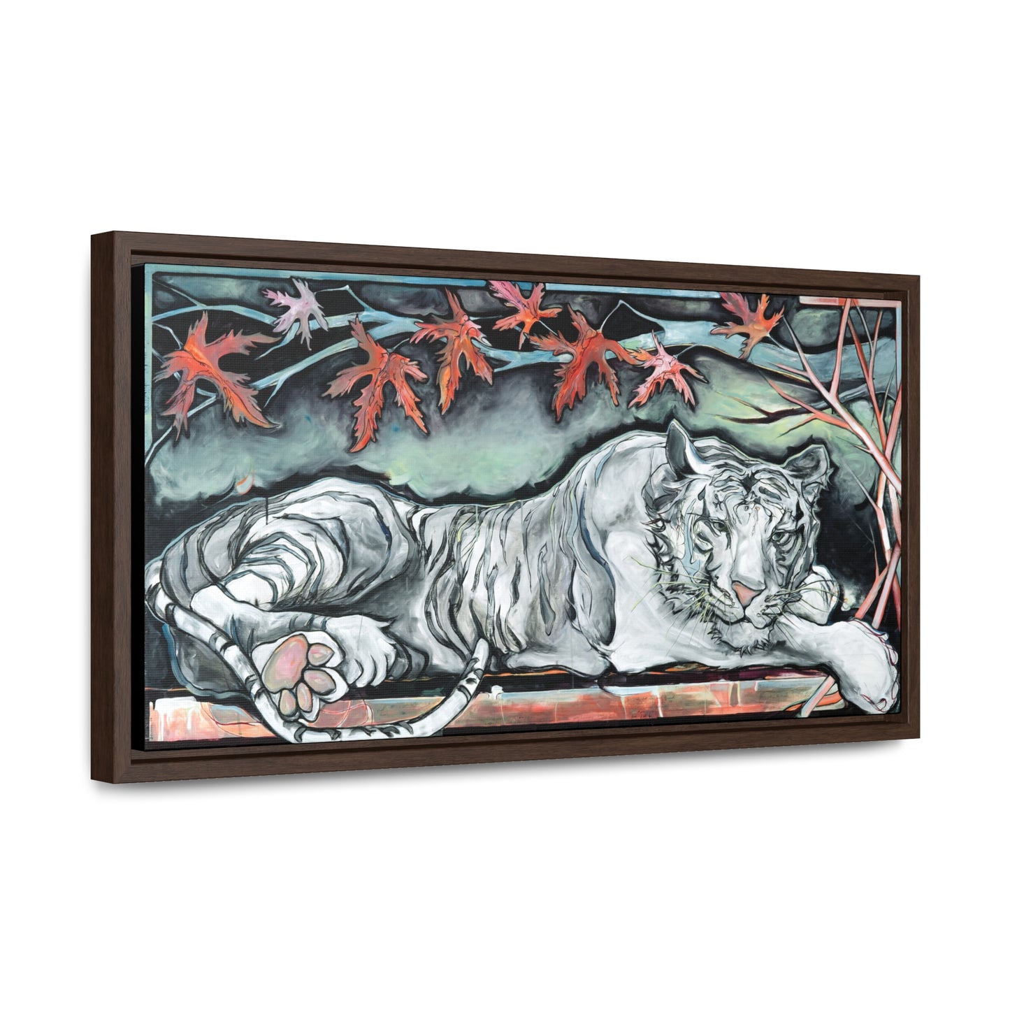 "White Tiger" Framed Canvas Fine Art Reproduction by Zabrina Fine Art