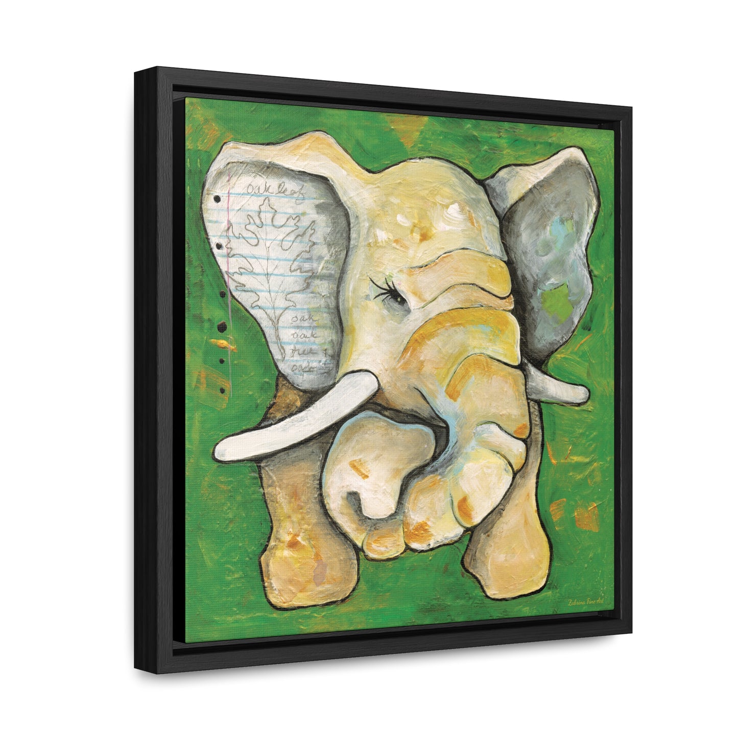 "Oak Leaf Elephant" Framed Canvas Fine Art Reproduction by Zabrina Fine Art