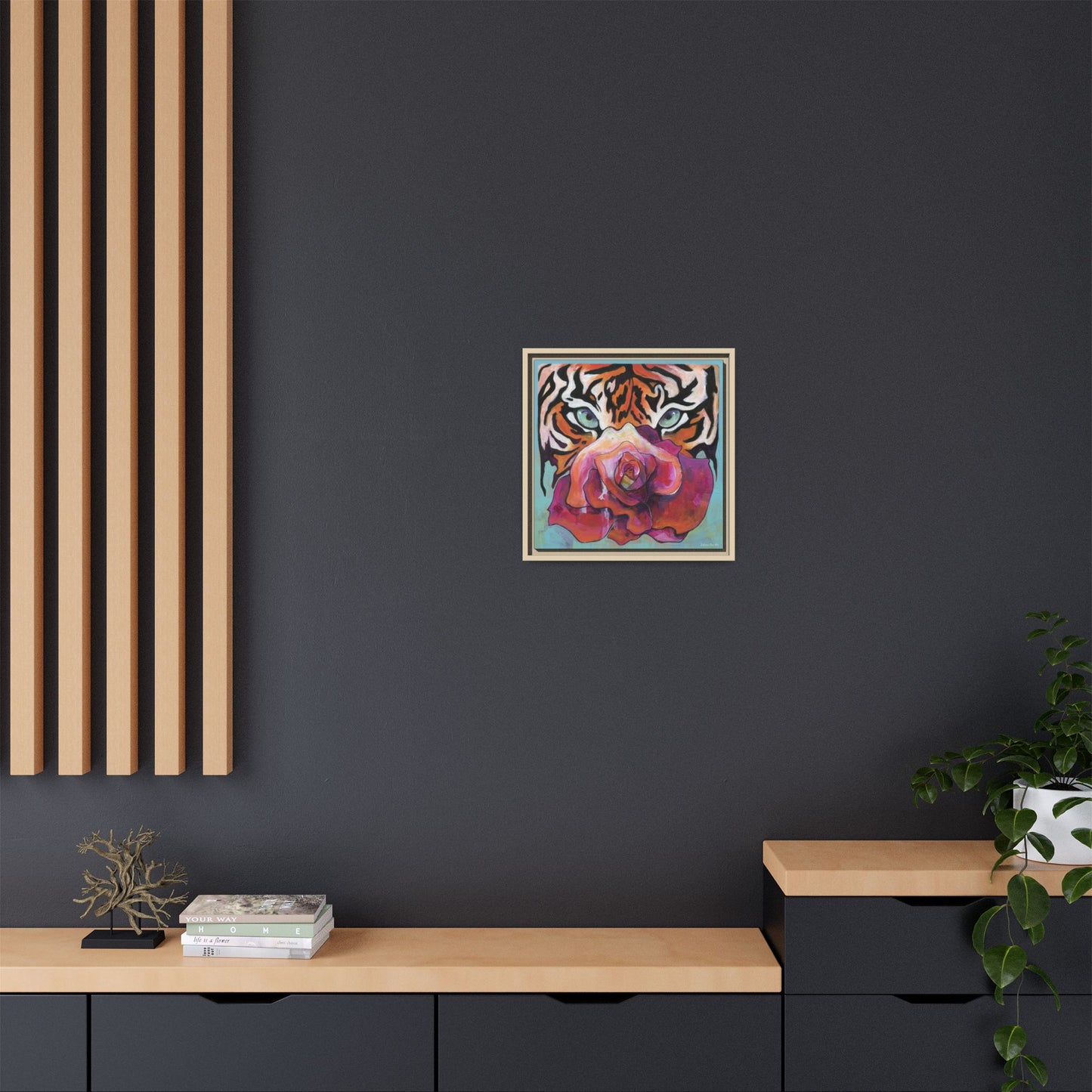 "Tiger Rose" Framed Canvas Fine Art Reproduction by Zabrina Fine Art