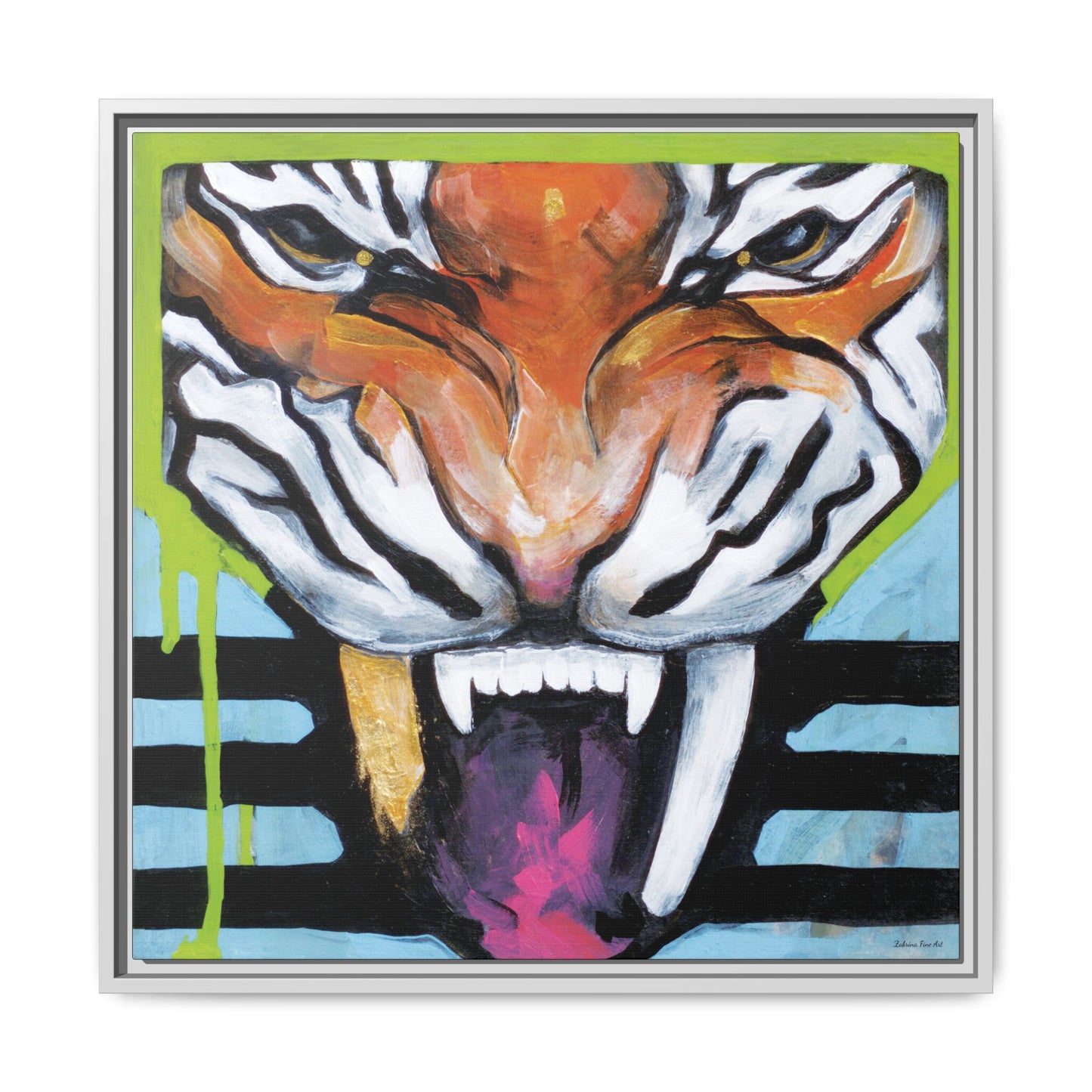"Tiger Fang" Framed Canvas Fine Art Reproduction by Zabrina Fine Art