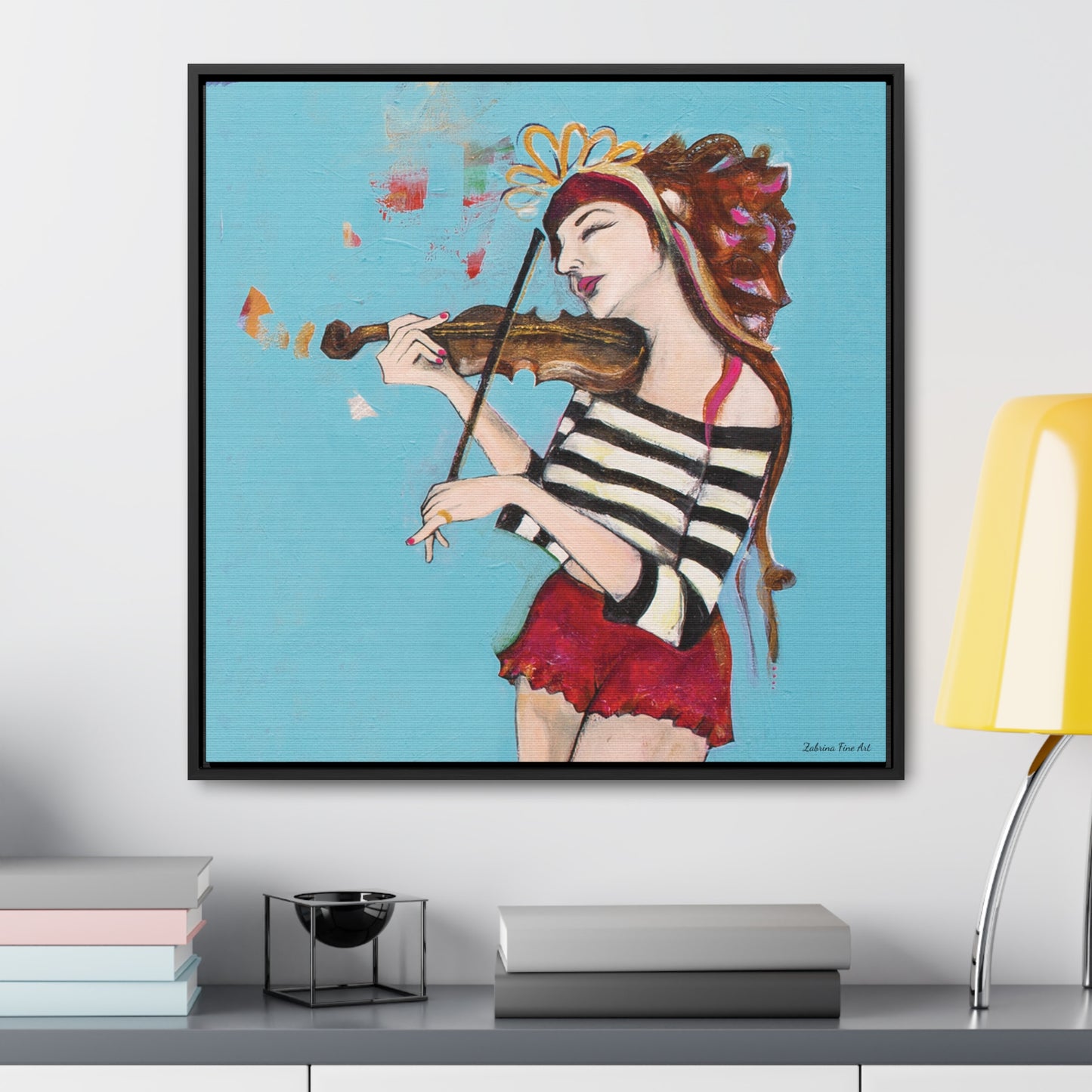 "The Violinist" Framed Canvas Fine Art Reproduction by Zabrina Fine Art