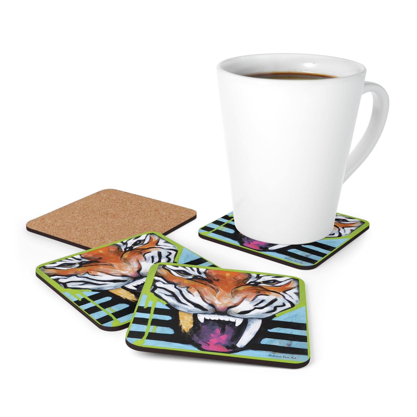 "Tiger Fang" Coaster Set by Zabrina Fine Art