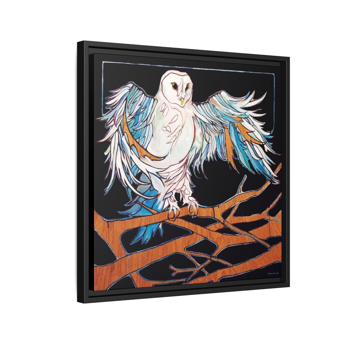"Blue Owl" Framed Canvas Fine Art Reproduction by Zabrina Fine Art