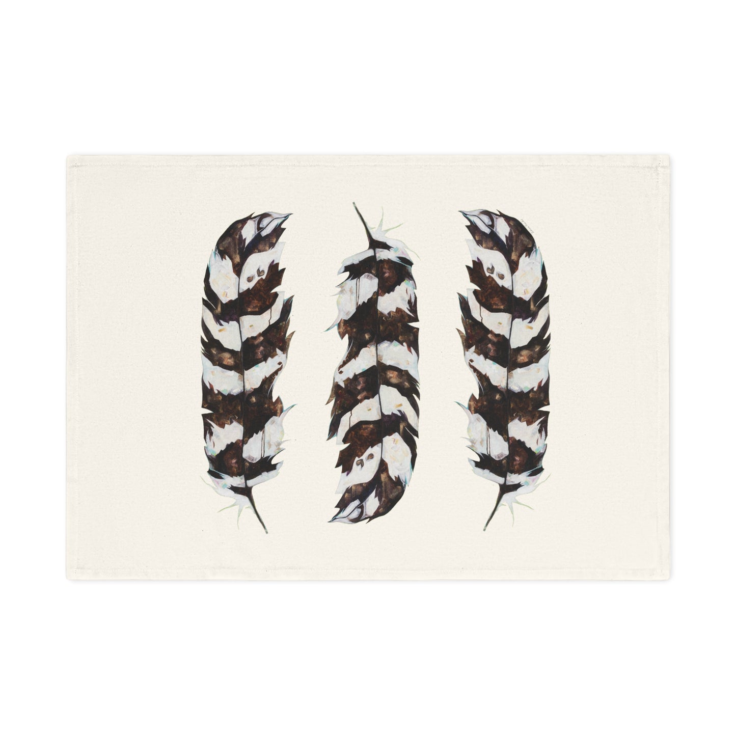 "Feathers Three" Cotton Tea Towel by Zabrina Fine Art