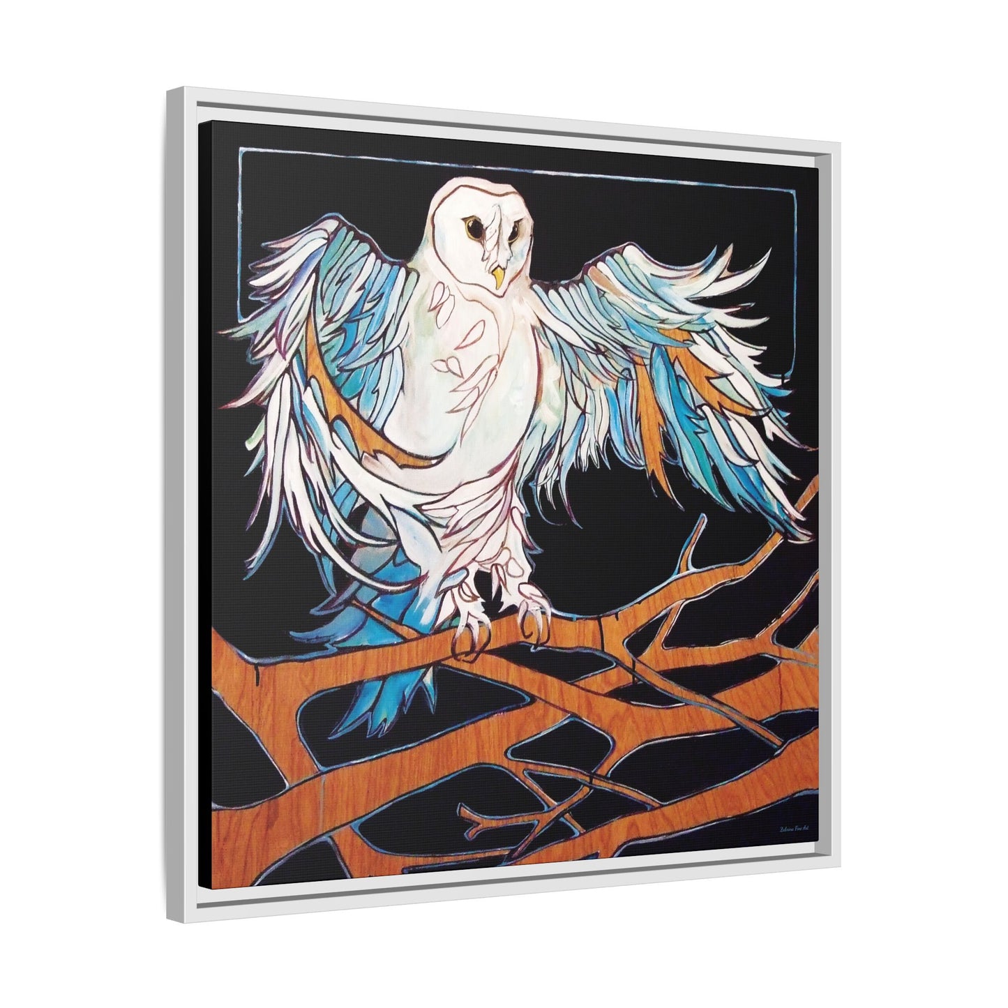 "Blue Owl" Framed Canvas Fine Art Reproduction by Zabrina Fine Art