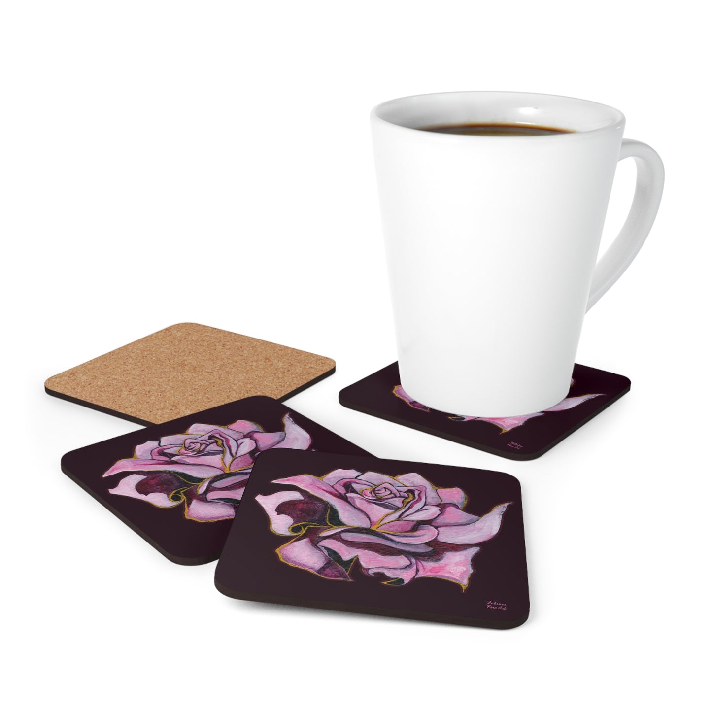 "Gilded Rose" Coaster Set by Zabrina Fine Art