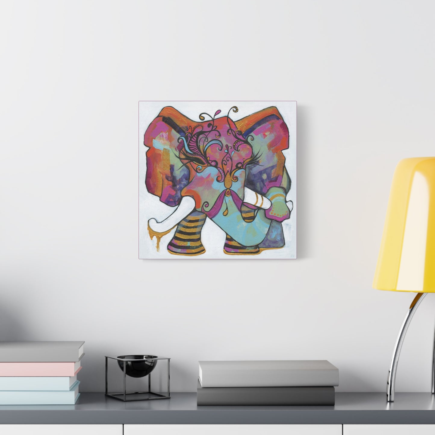 "Masquerade Elephant" Unframed Canvas Hot Pink Edge Reproduction by Zabrina Fine Art