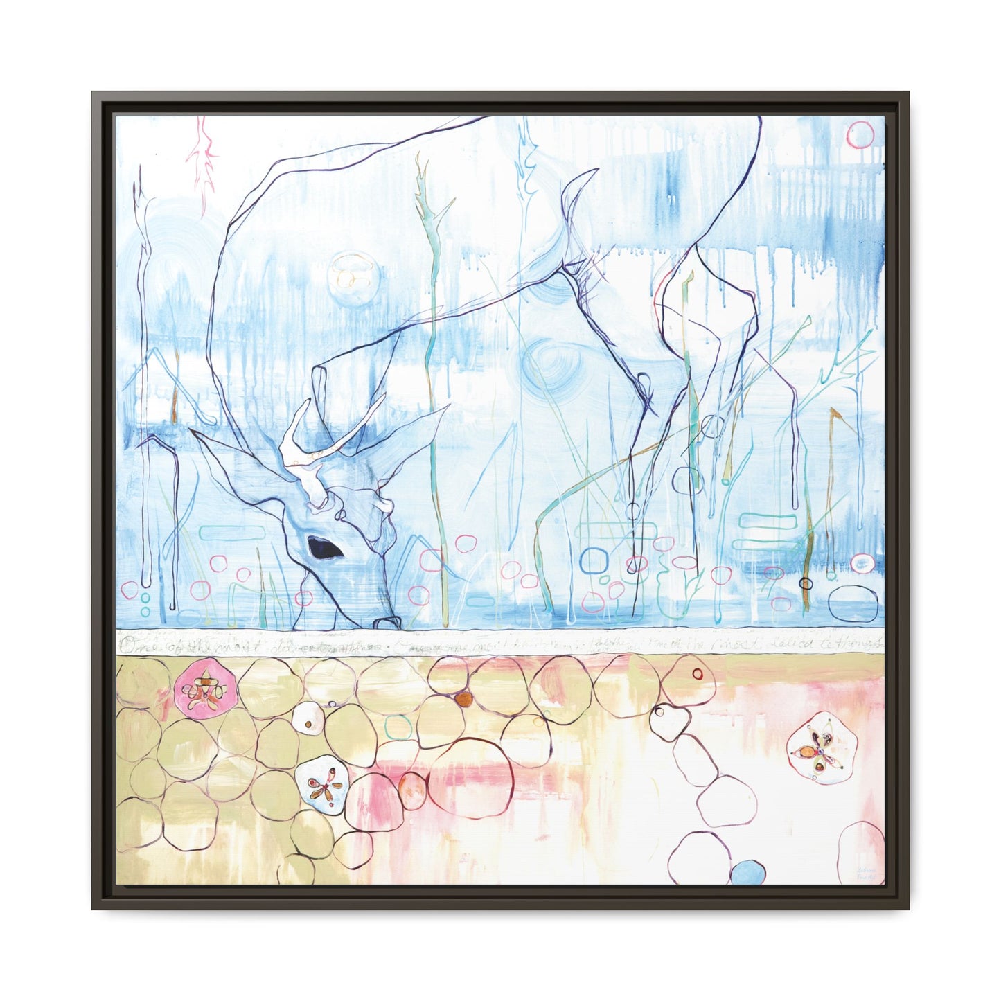 "One Antler Deer" Framed Canvas Fine Art Reproduction by Zabrina Fine Art