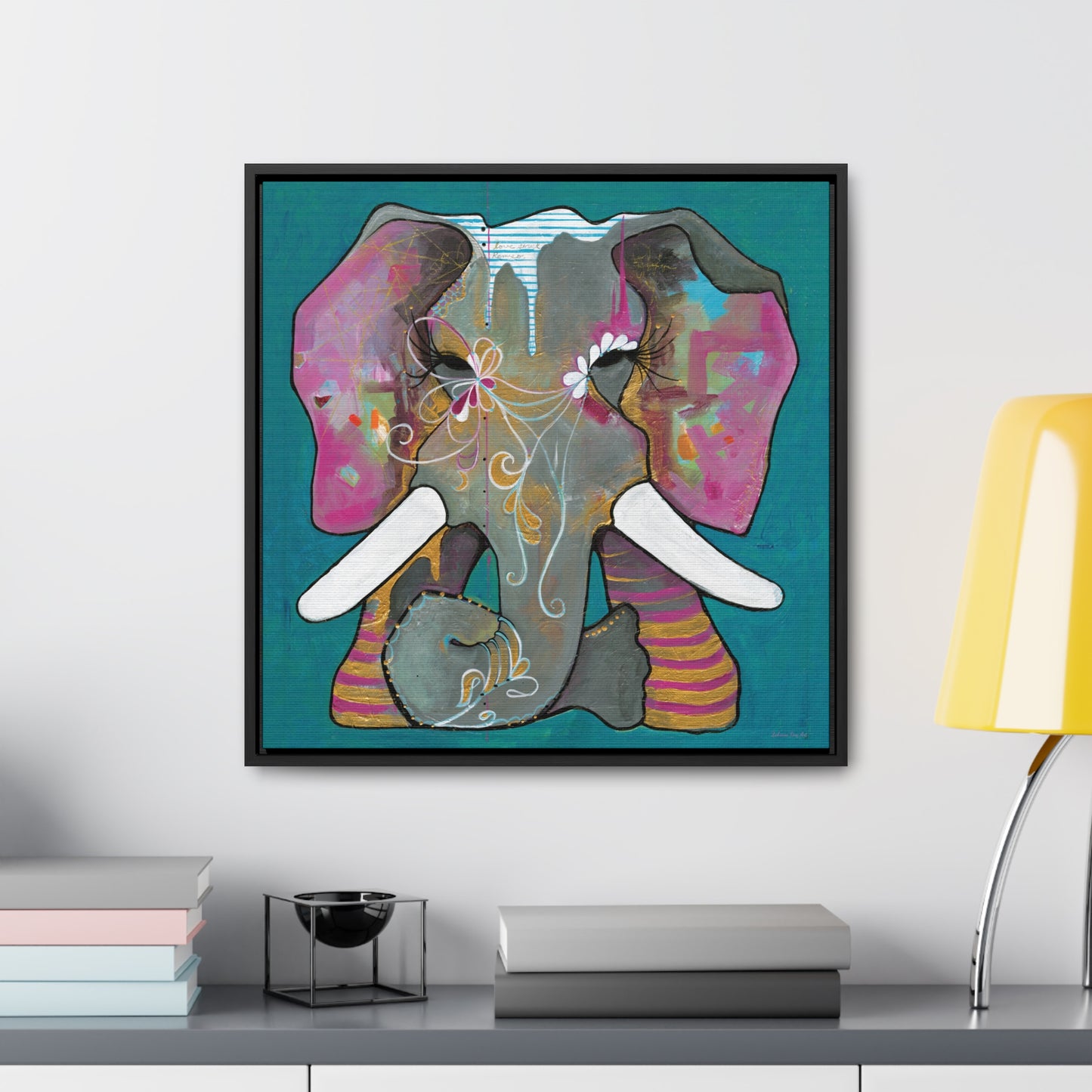 "Romeo Elephant" Framed Canvas Fine Art Reproduction by Zabrina Fine Art