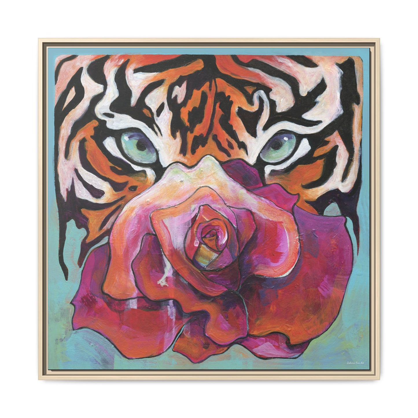 "Tiger Rose" Framed Canvas Fine Art Reproduction by Zabrina Fine Art