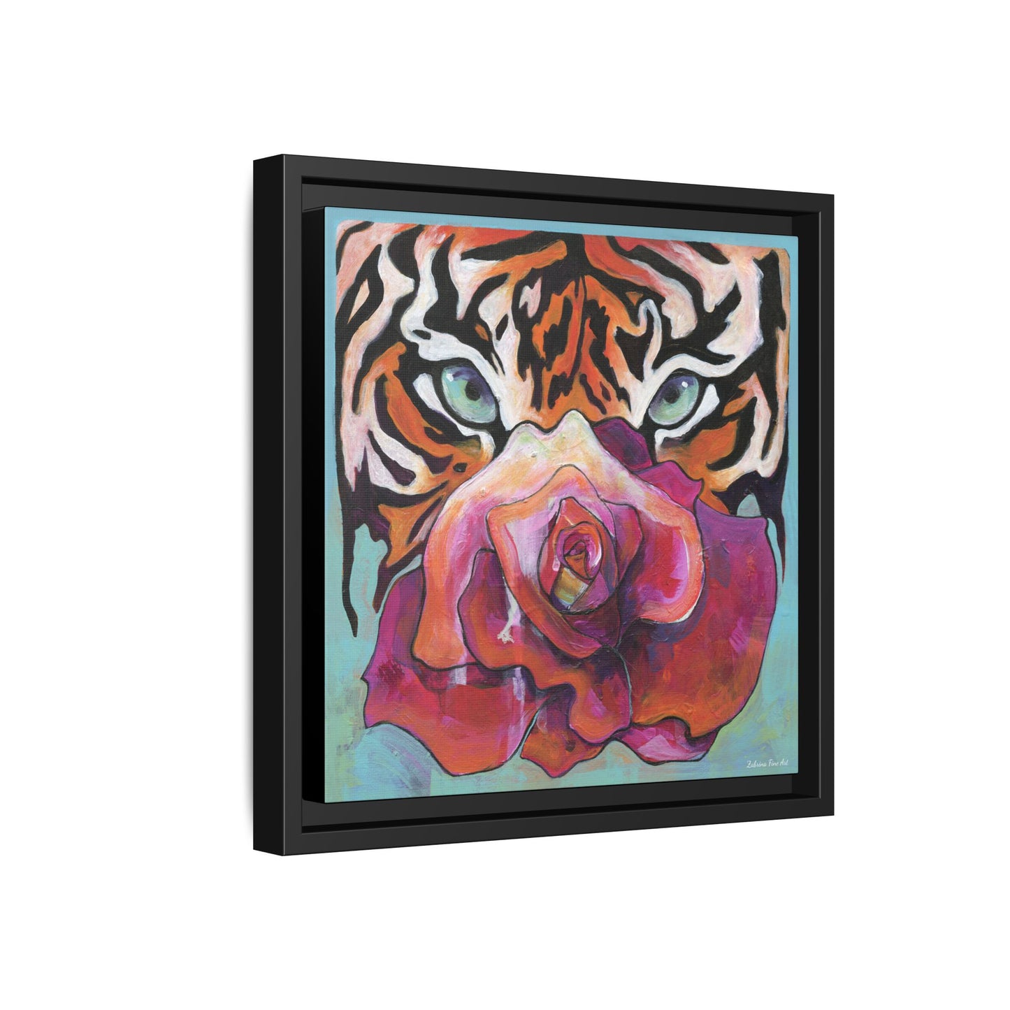 "Tiger Rose" Framed Canvas Fine Art Reproduction by Zabrina Fine Art