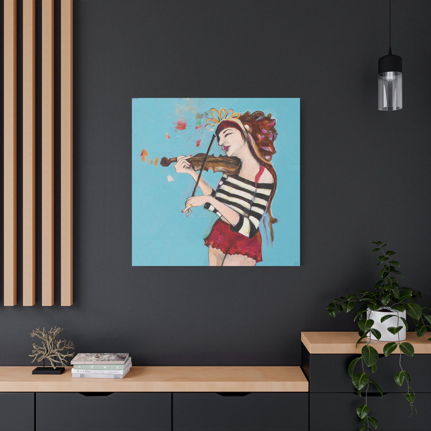 "The Violinist" Unframed Canvas Black Edge Reproduction by Zabrina Fine Art